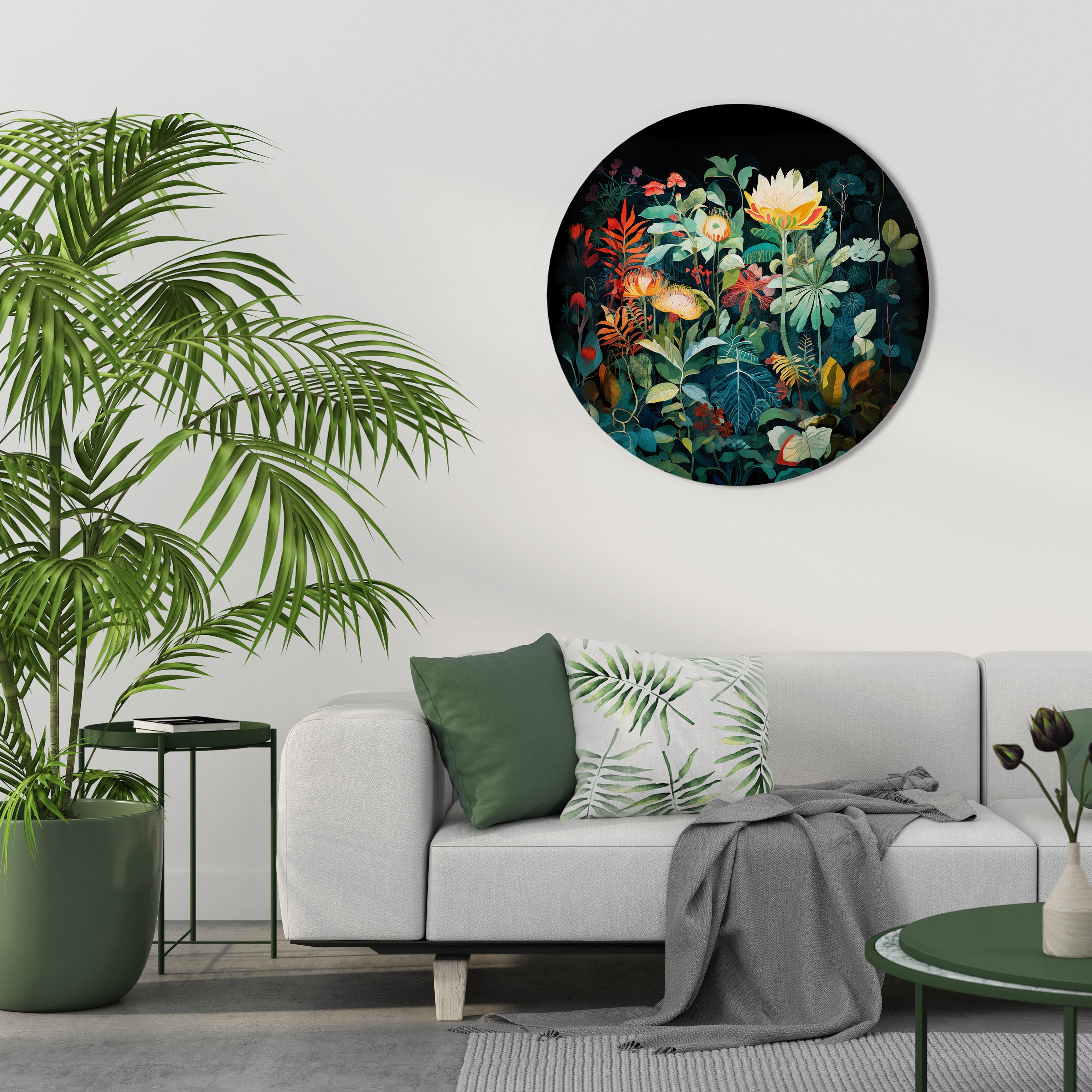 EVENING FLOWERS Round Wall Art
