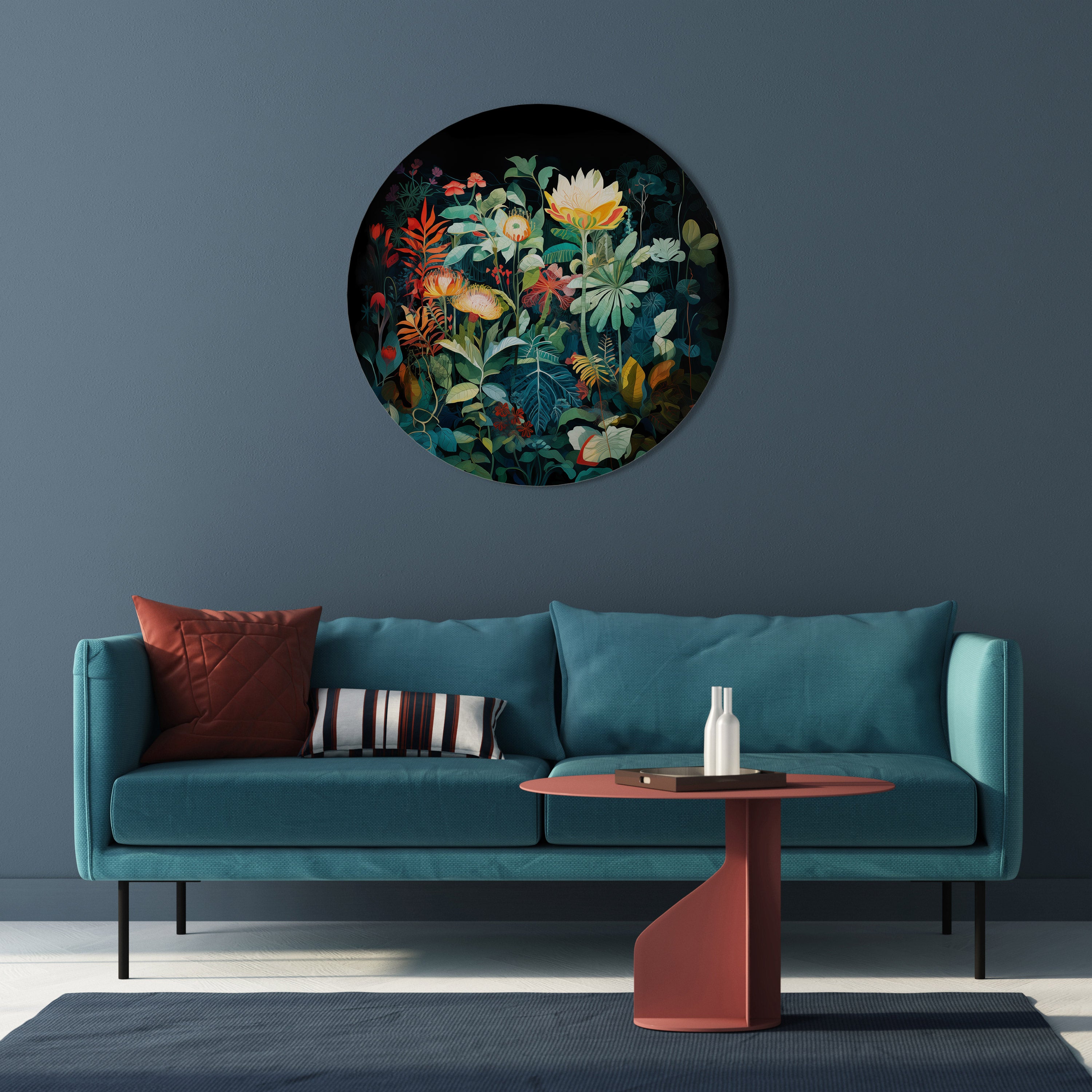EVENING FLOWERS Round Wall Art