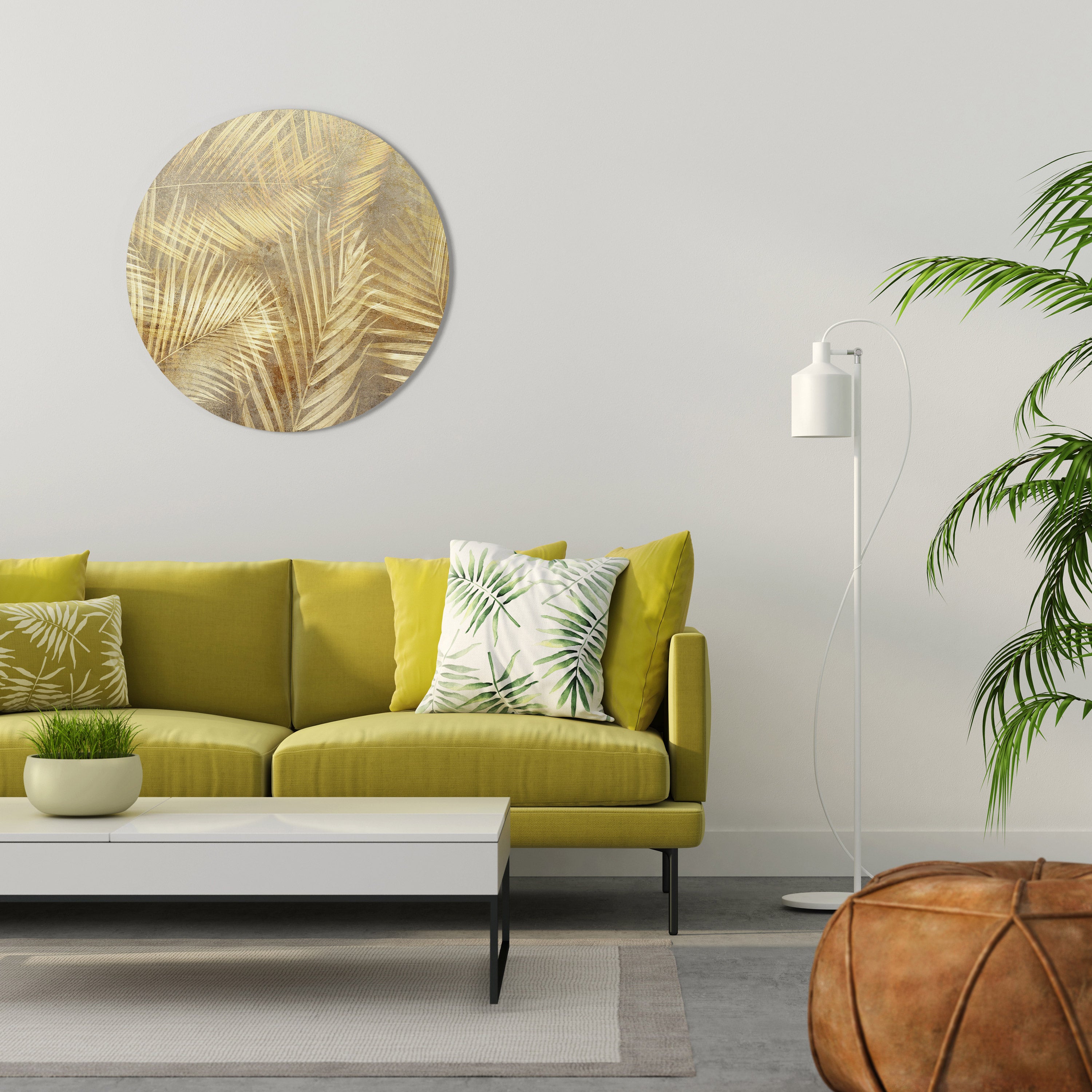 GOLDEN PALM DREAMSCAPE Round Wall Art