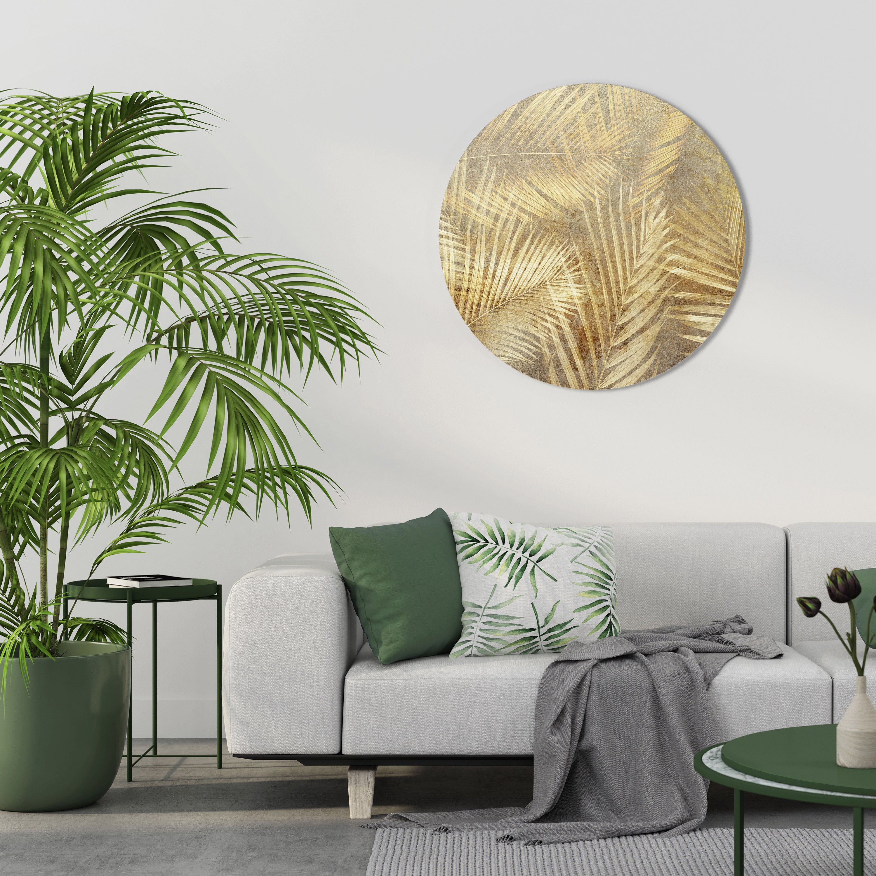 GOLDEN PALM DREAMSCAPE Round Wall Art