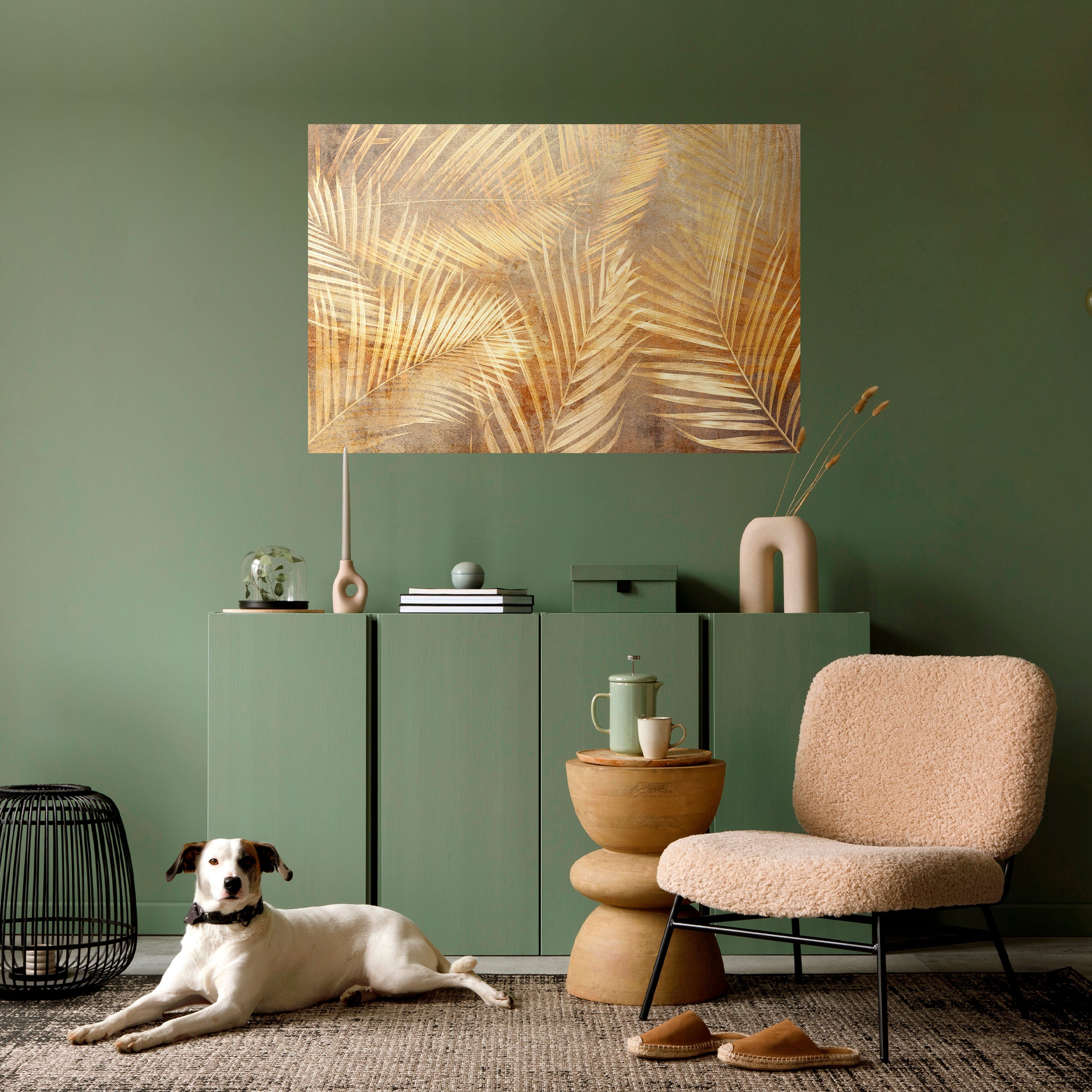 PAISAJE DE ENSUEÑO DE PALMA DORADA Póster horizontal autoadhesivo