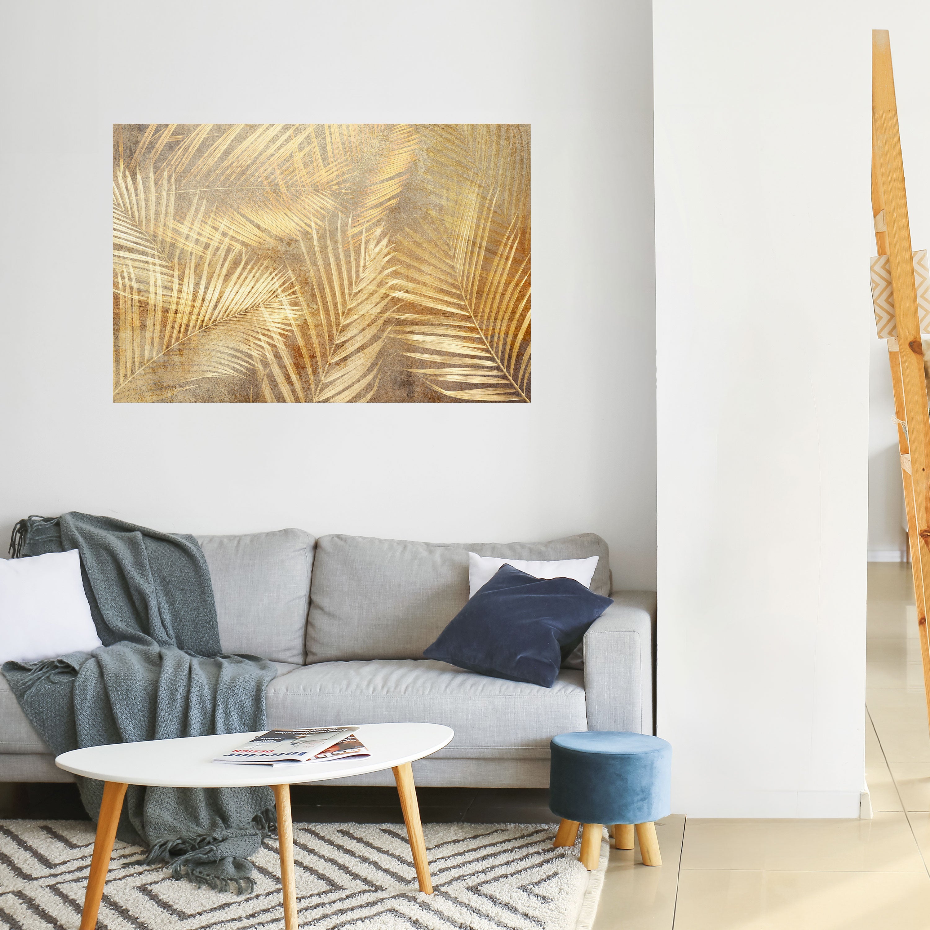 PAISAJE DE ENSUEÑO DE PALMA DORADA Póster horizontal autoadhesivo