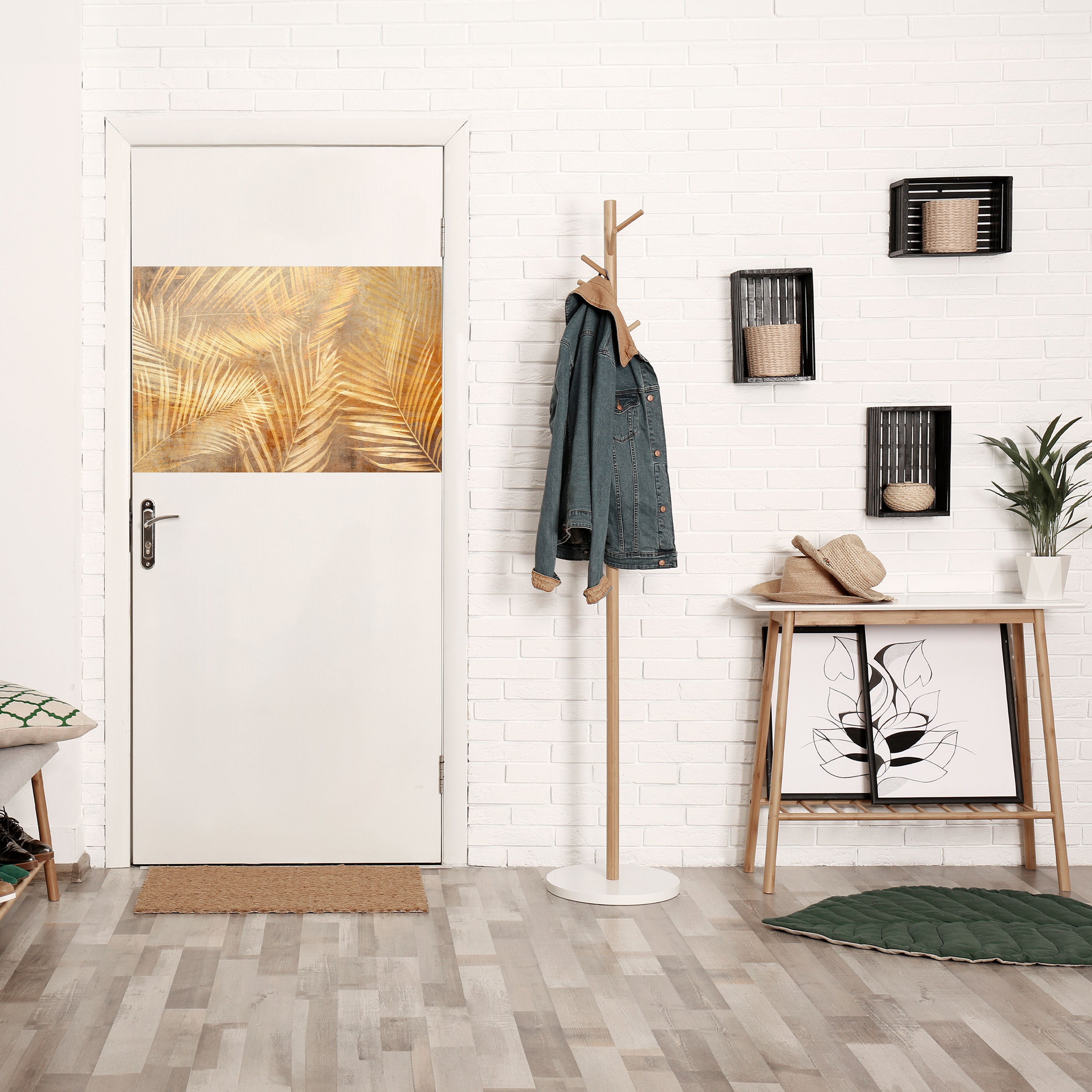 PAISAJE DE ENSUEÑO DE PALMA DORADA Póster horizontal autoadhesivo