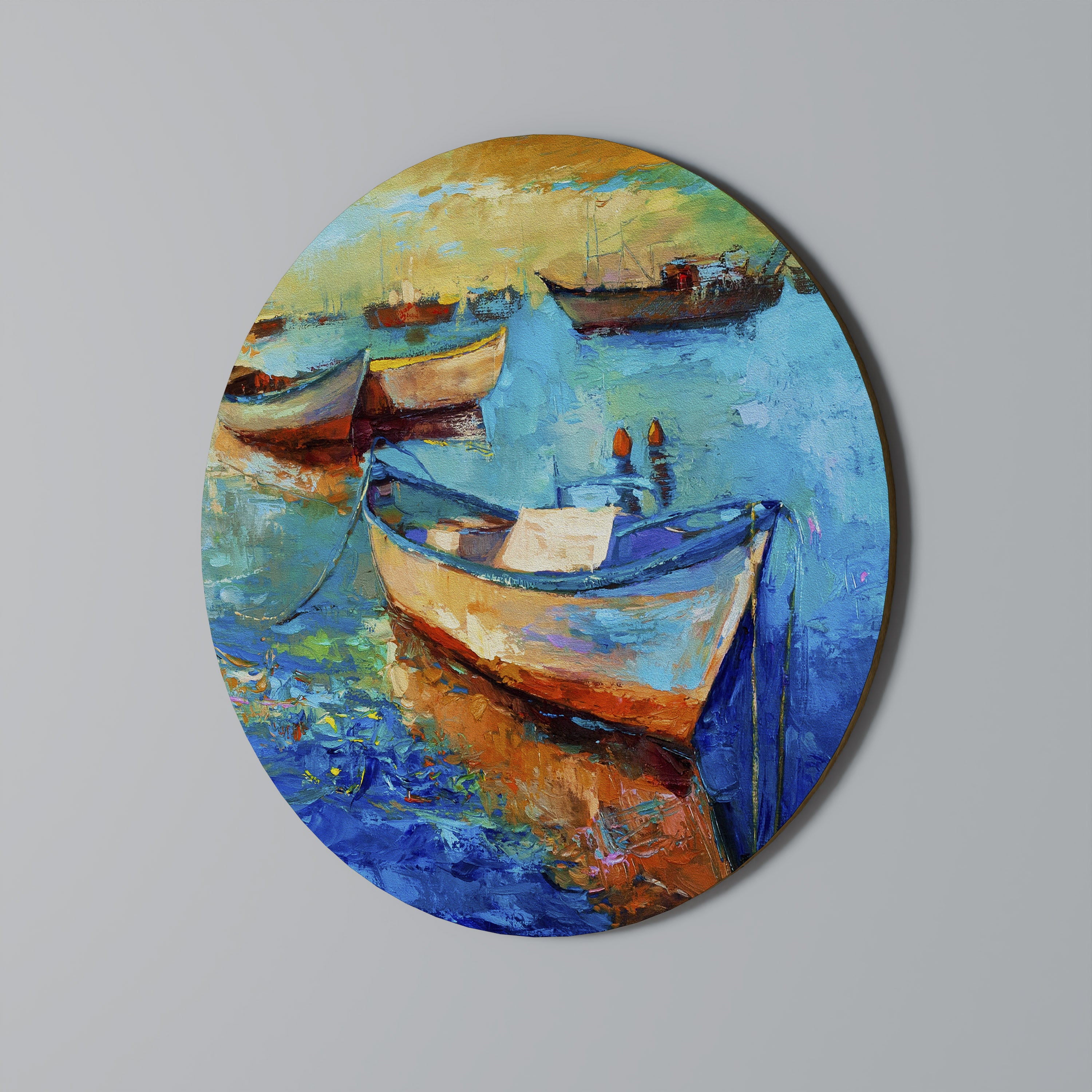 SERENE BOAT ESCAPADE Round Wall Art