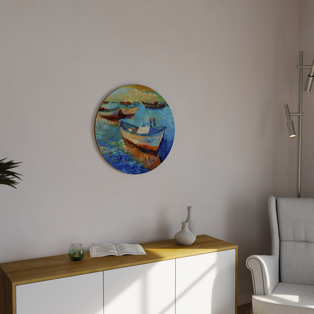 SERENE BOAT ESCAPADE Round Wall Art