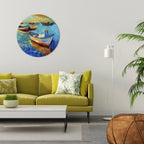 SERENE BOAT ESCAPADE Round Wall Art