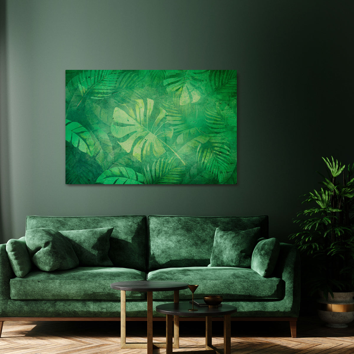 SUBTLE GREEN SYMPHONY Cuadro en lienzo horizontal