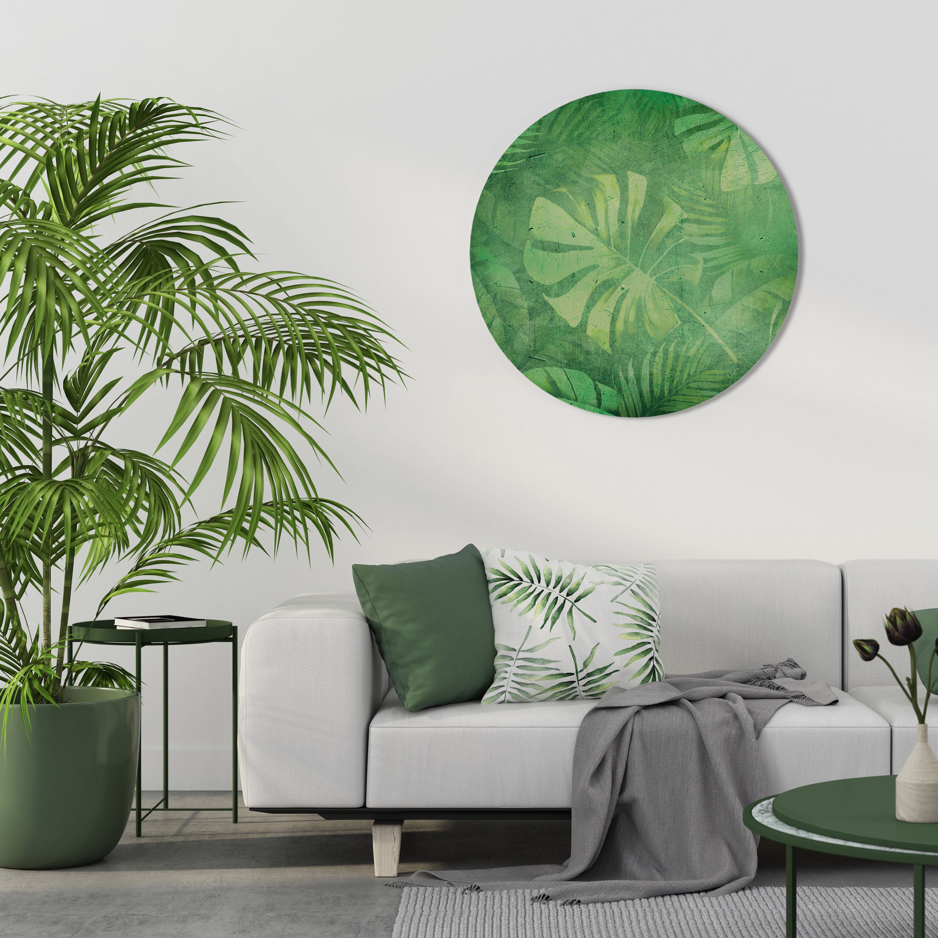 SUBTLE GREEN SYMPHONY Round Wall Art
