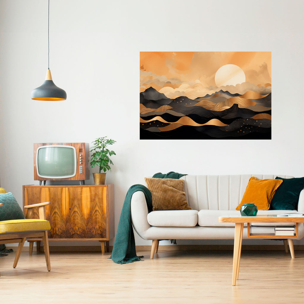 Póster horizontal autoadhesivo HORIZONTE MÍSTICO DEL ATARDECER