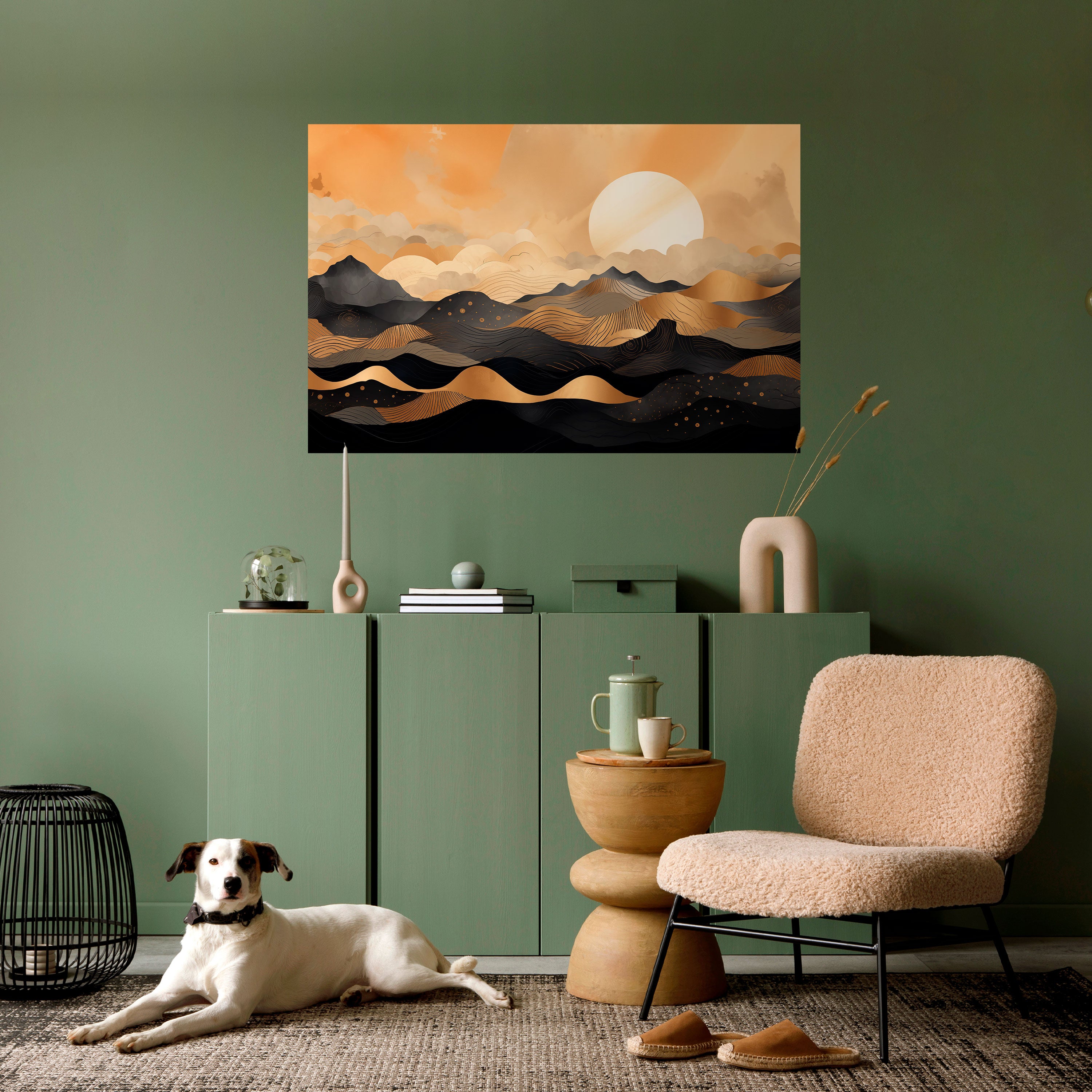 Póster horizontal autoadhesivo HORIZONTE MÍSTICO DEL ATARDECER