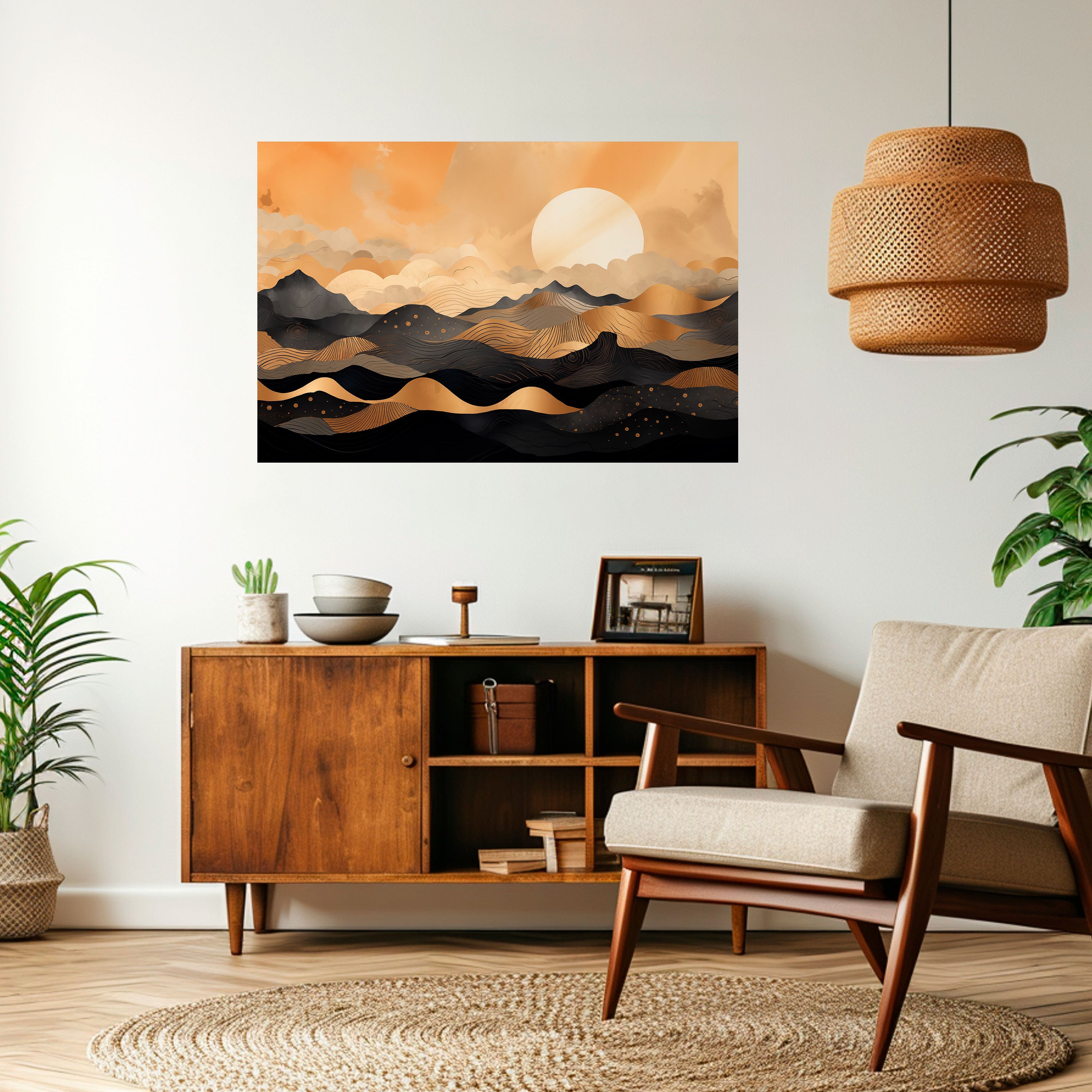 Póster horizontal autoadhesivo HORIZONTE MÍSTICO DEL ATARDECER