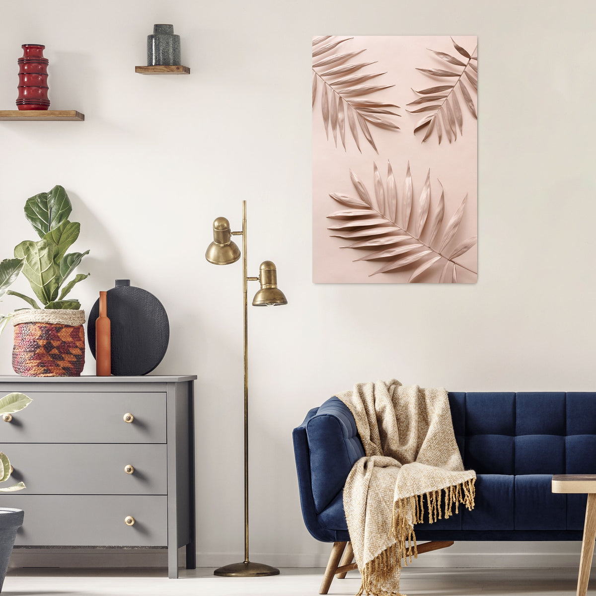 PINK PALM DREAMS Cuadro en lienzo vertical