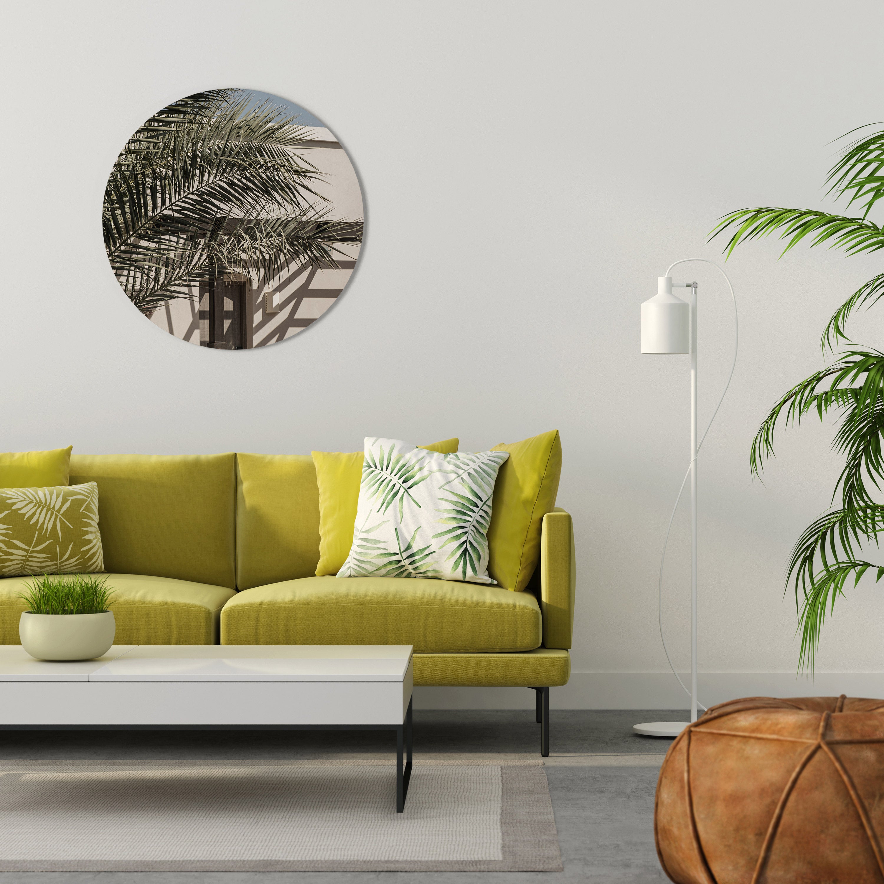 PALM SHADOW DANCE Round Wall Art