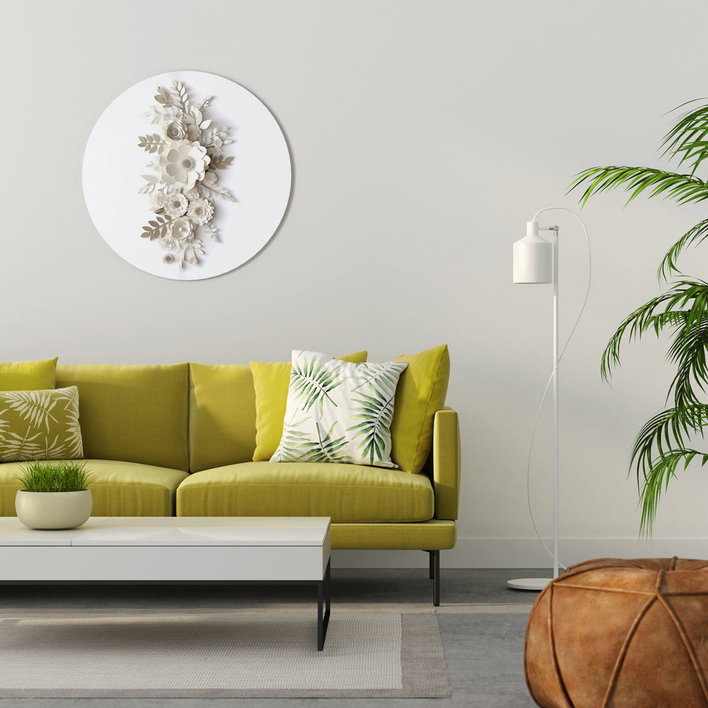 BLUSHING BOUQUET Round Wall Art