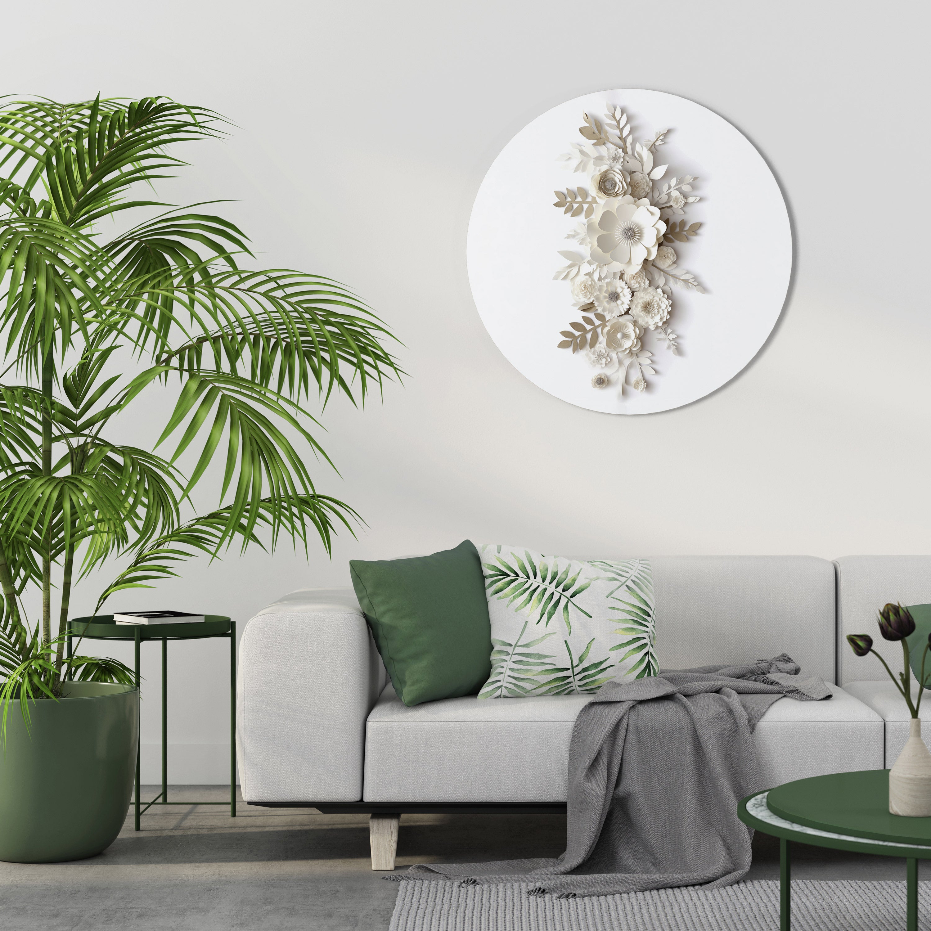BLUSHING BOUQUET Round Wall Art