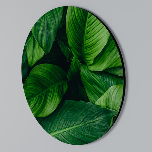 VIBRANT LEAFY EMBRACE Arte de pared redondo