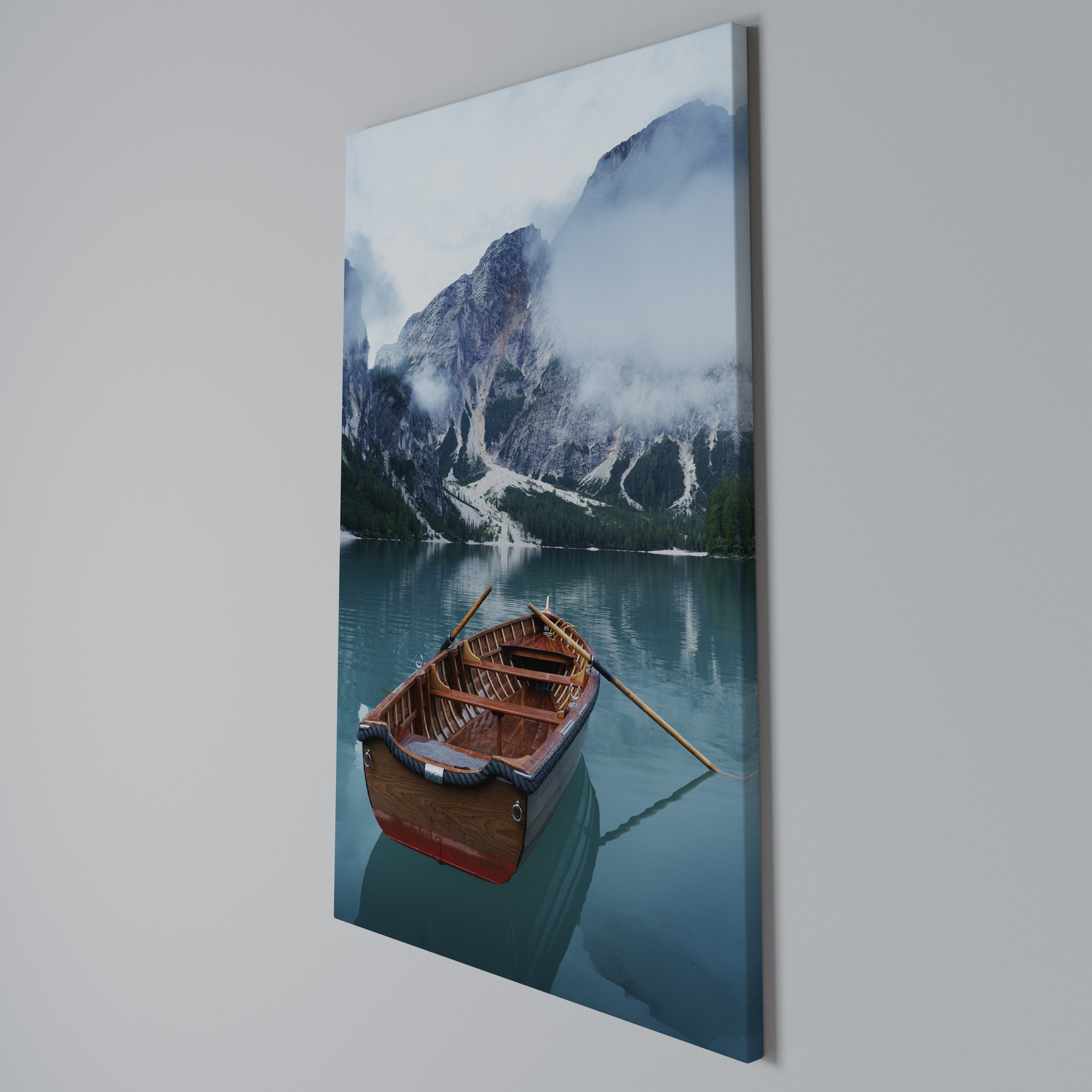 FOGGY MOUNTAIN OASIS Cuadro en lienzo vertical