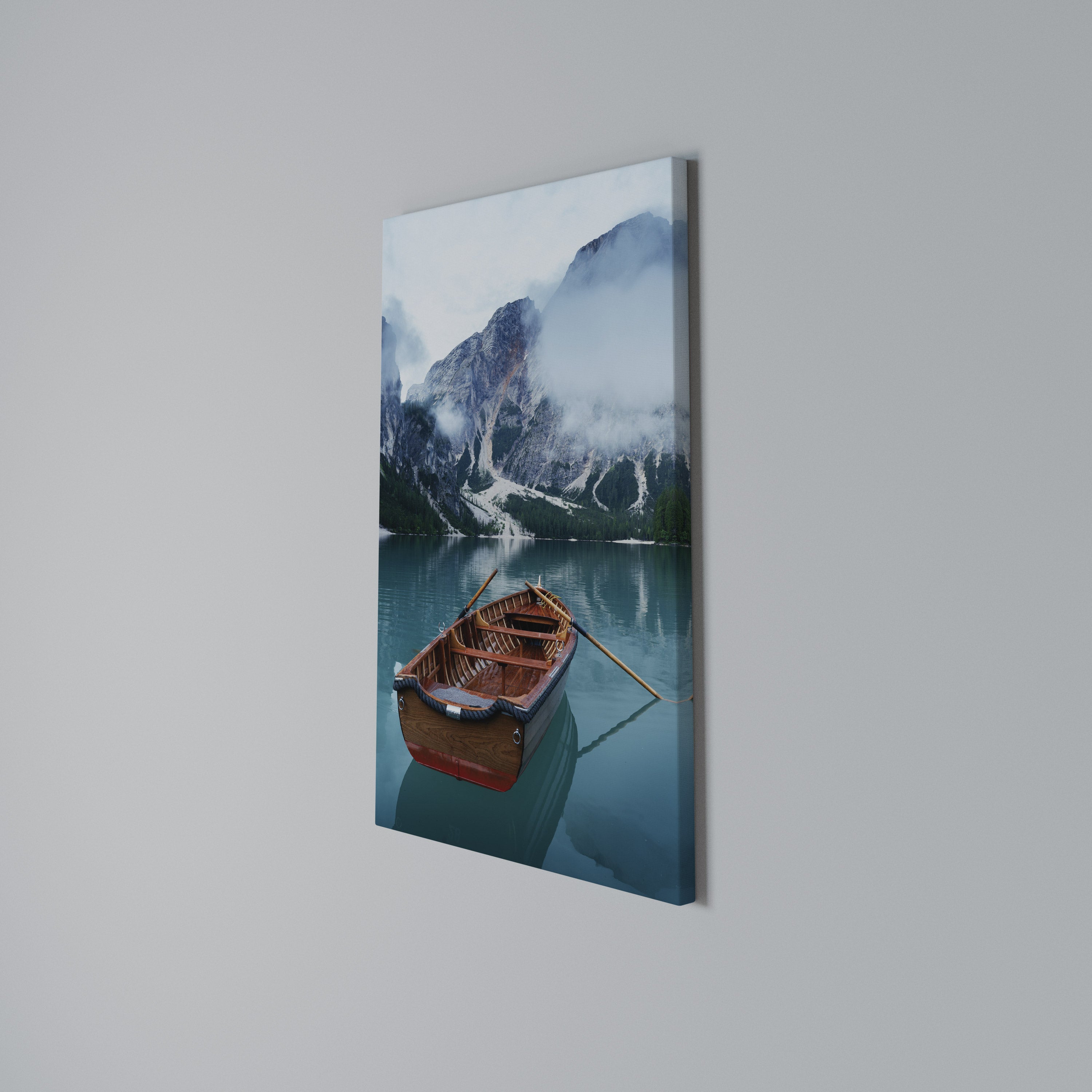 FOGGY MOUNTAIN OASIS Cuadro en lienzo vertical