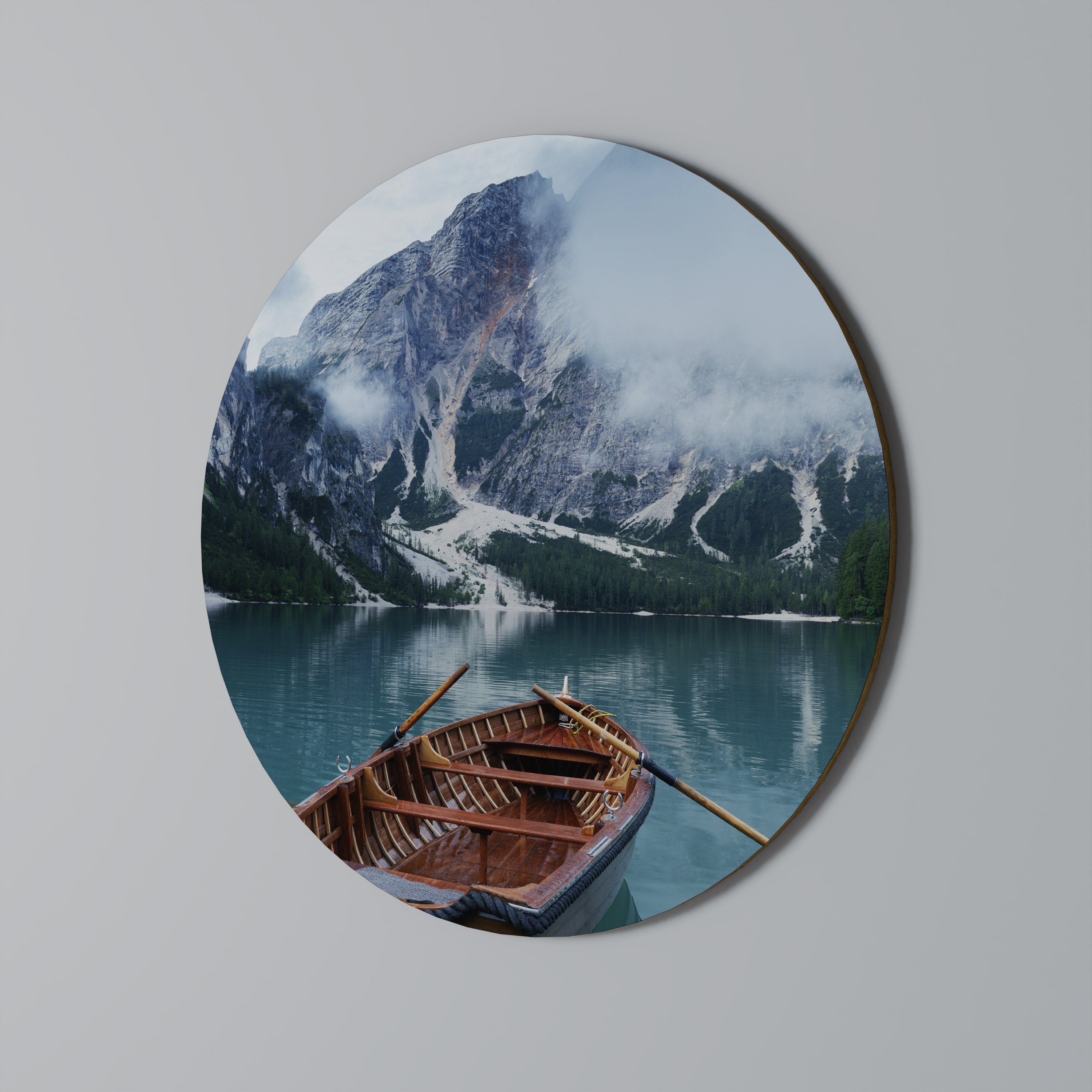 FOGGY MOUNTAIN OASIS Round Wall Art