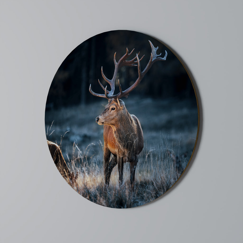 ANTLERED REGALITY Round Wall Art