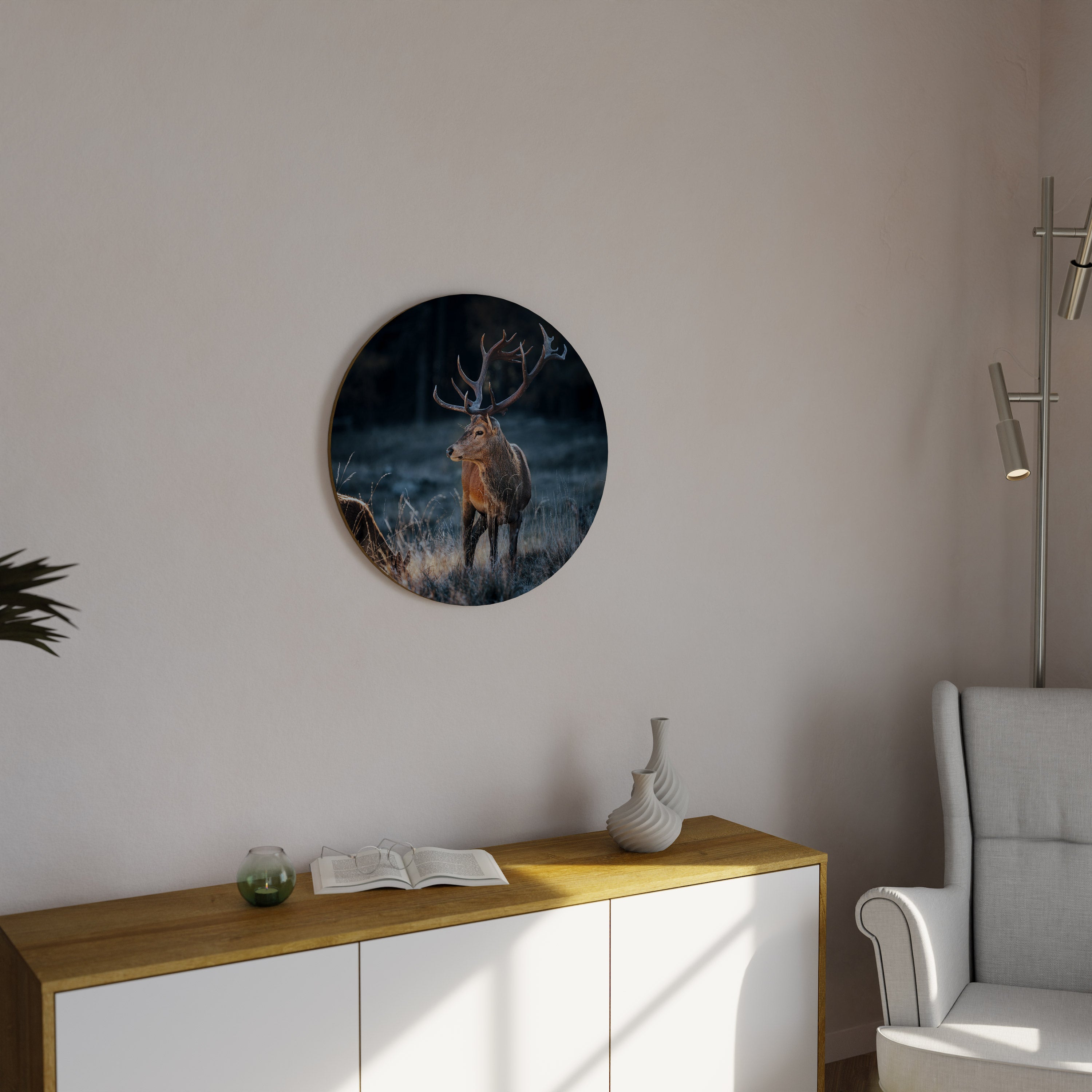 ANTLERED REGALITY Round Wall Art