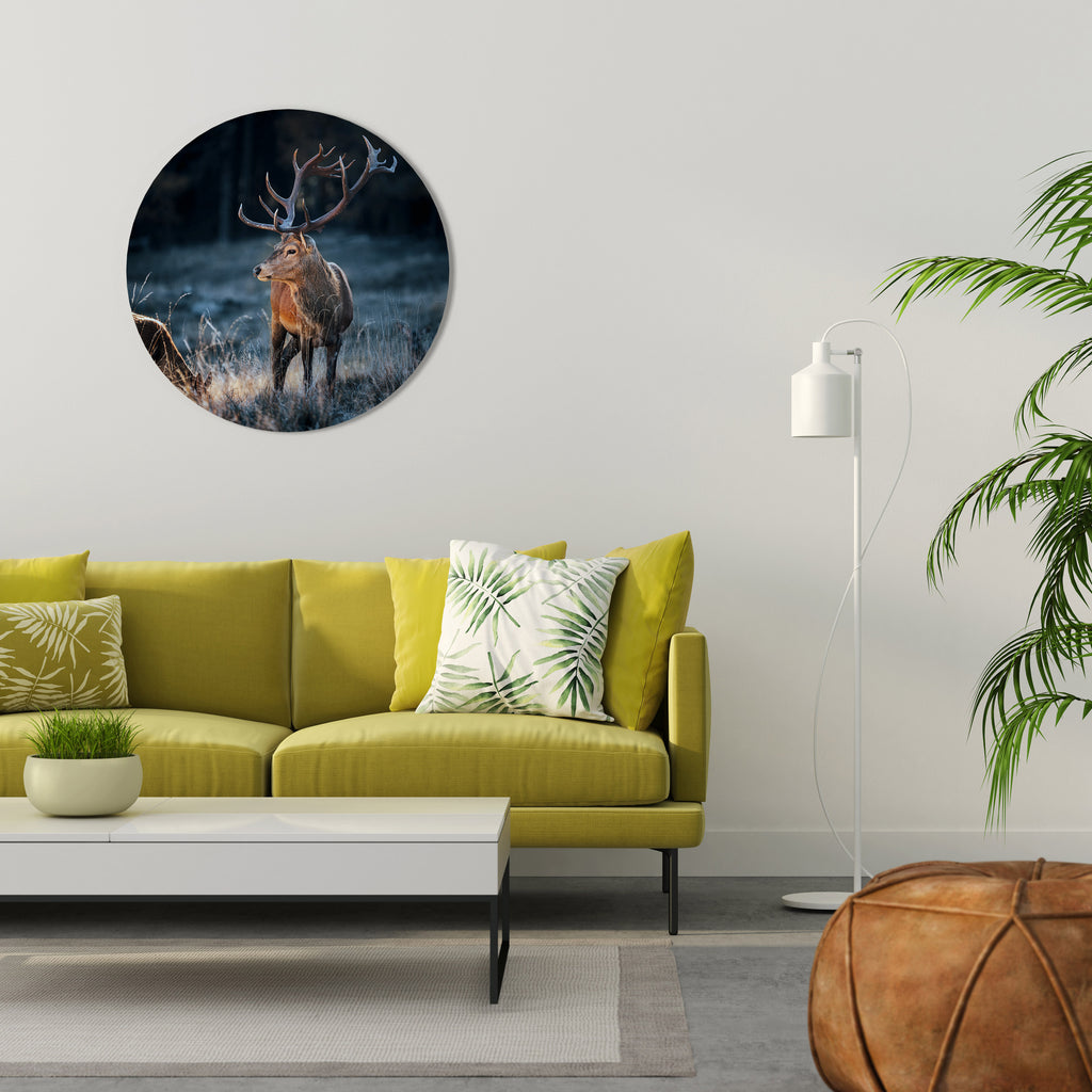 ANTLERED REGALITY Round Wall Art