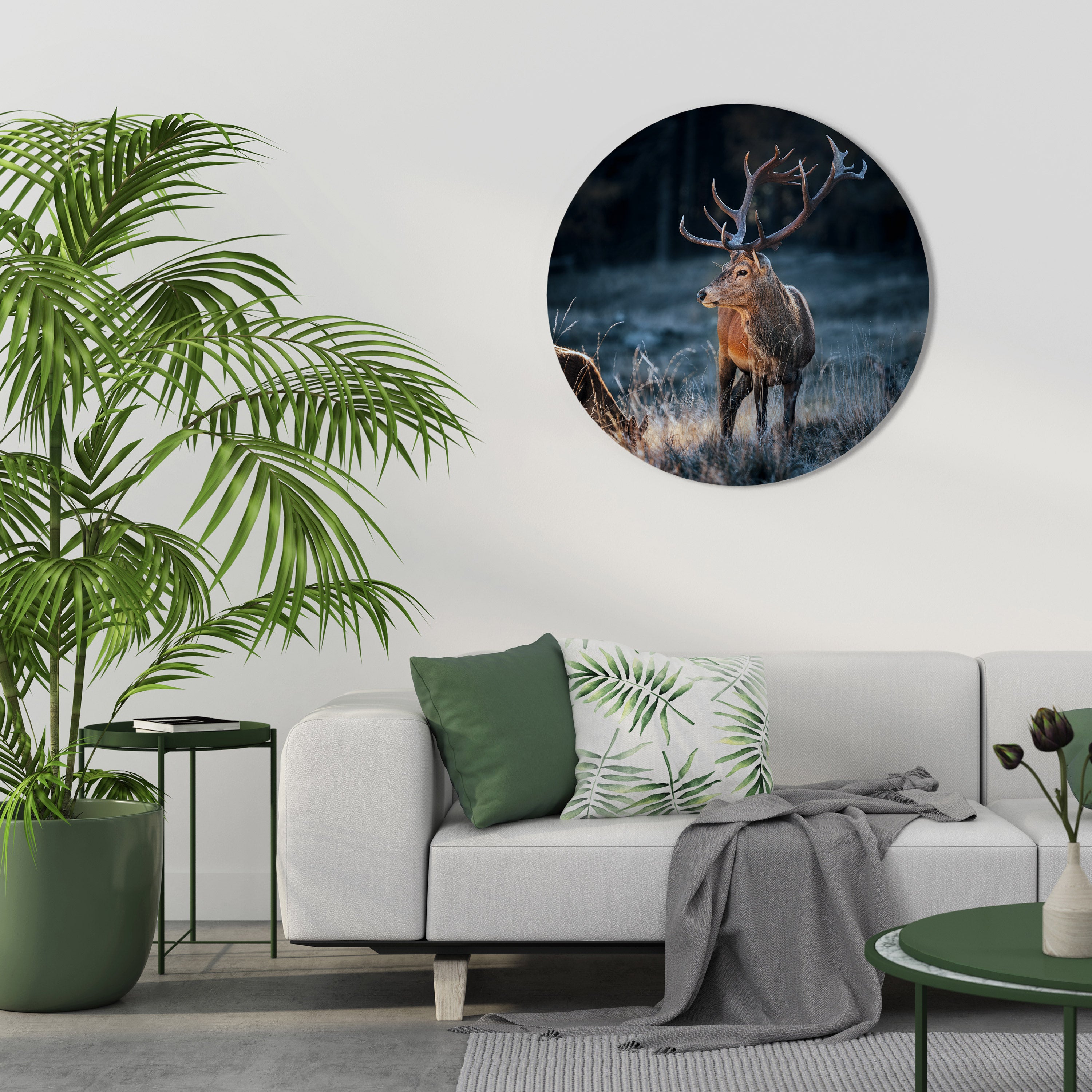 ANTLERED REGALITY Round Wall Art