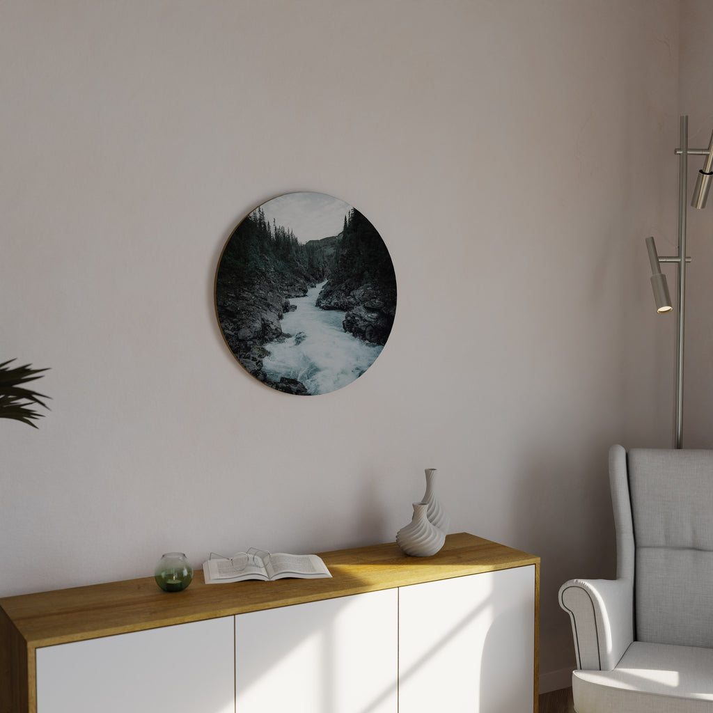RUSHING REFLECTIONS Round Wall Art
