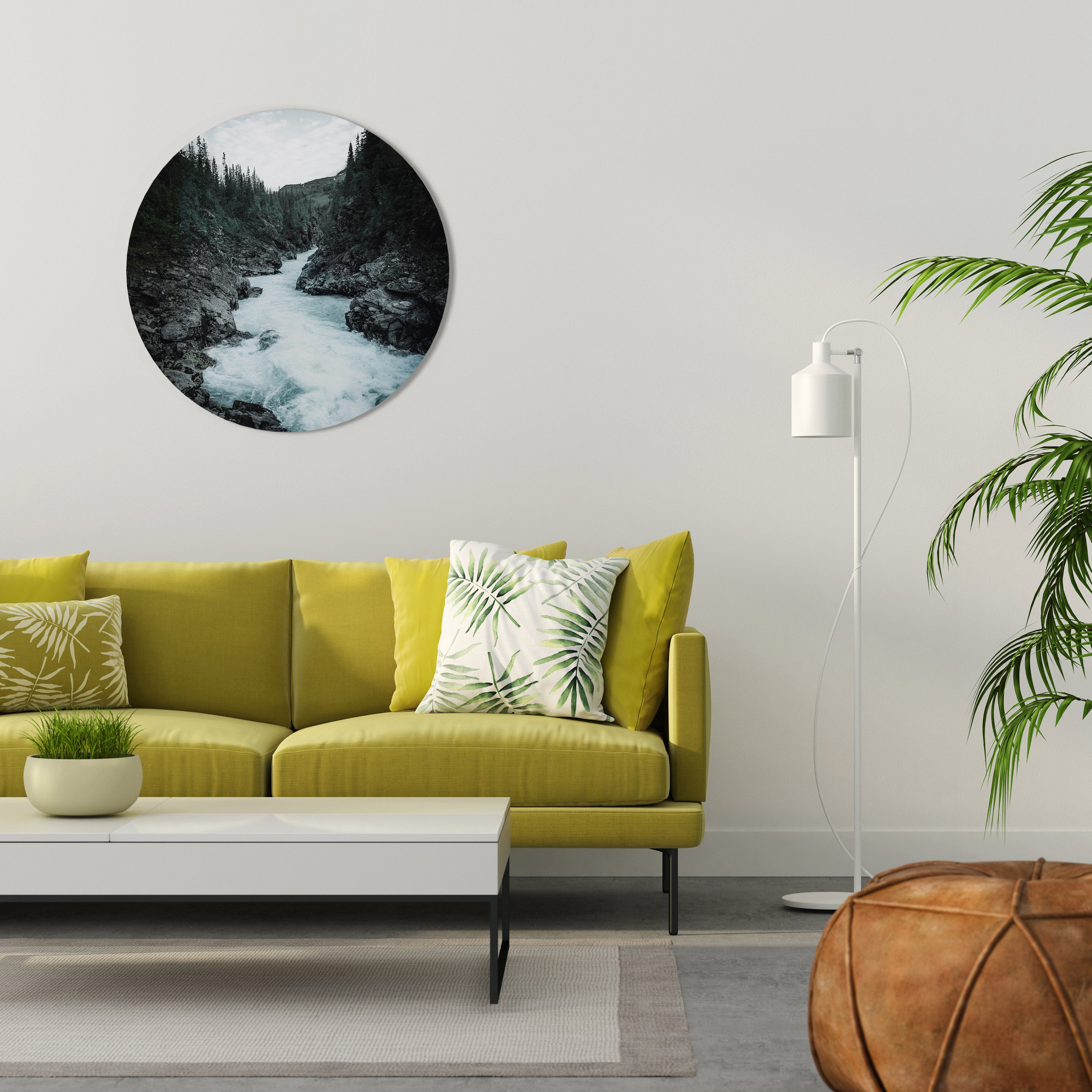 RUSHING REFLECTIONS Round Wall Art