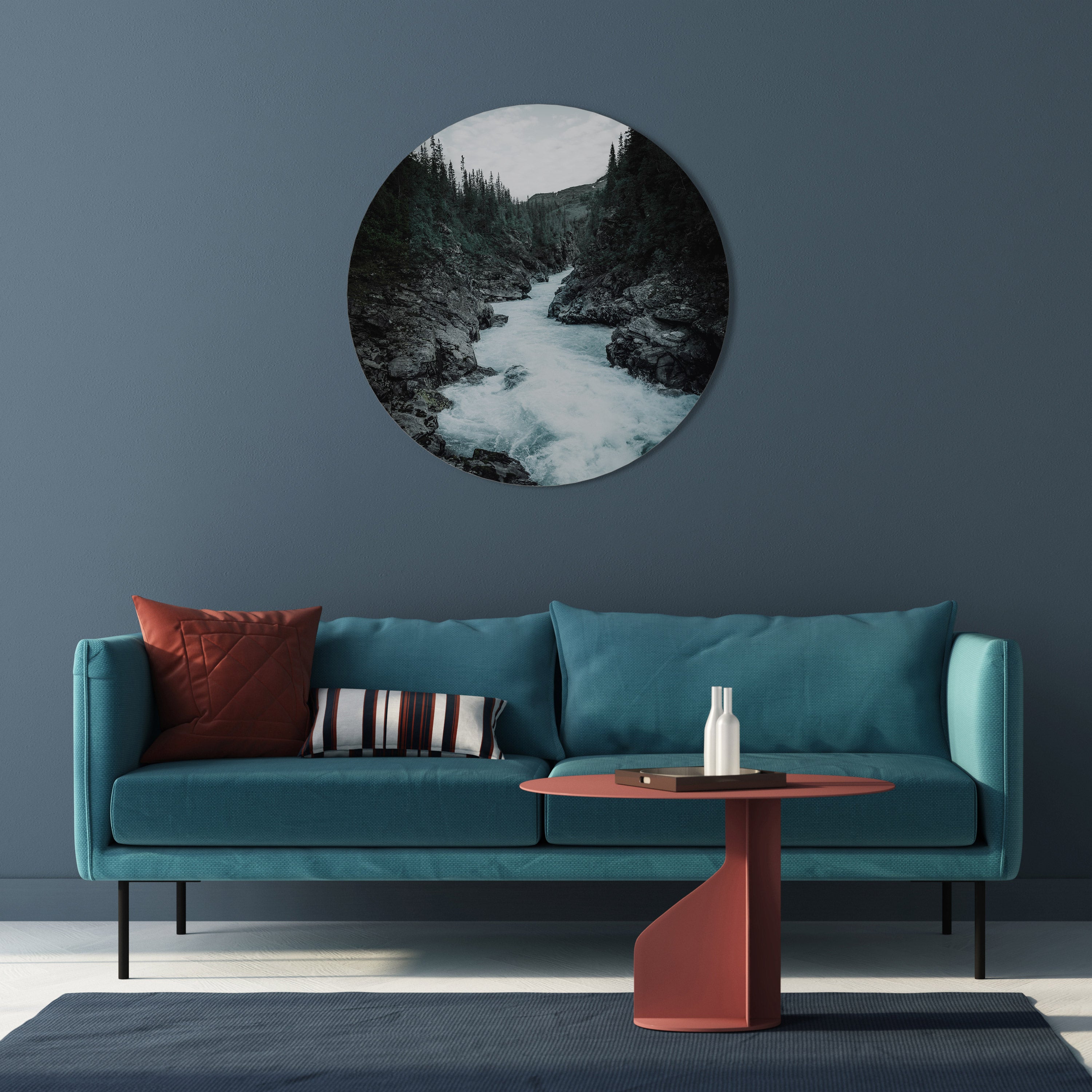 RUSHING REFLECTIONS Round Wall Art