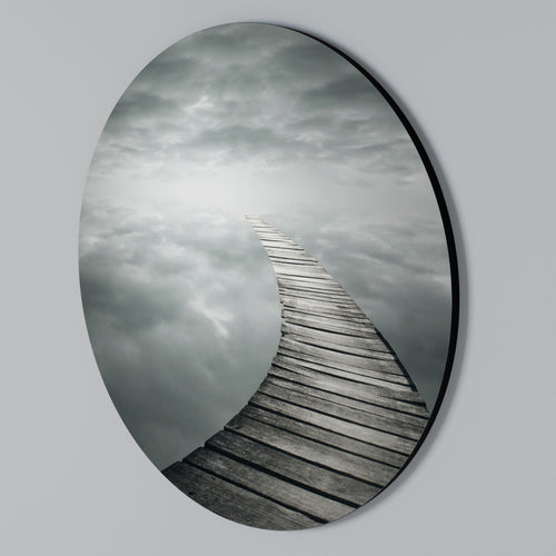 WHISPERING PATHWAYS Arte de pared redondo