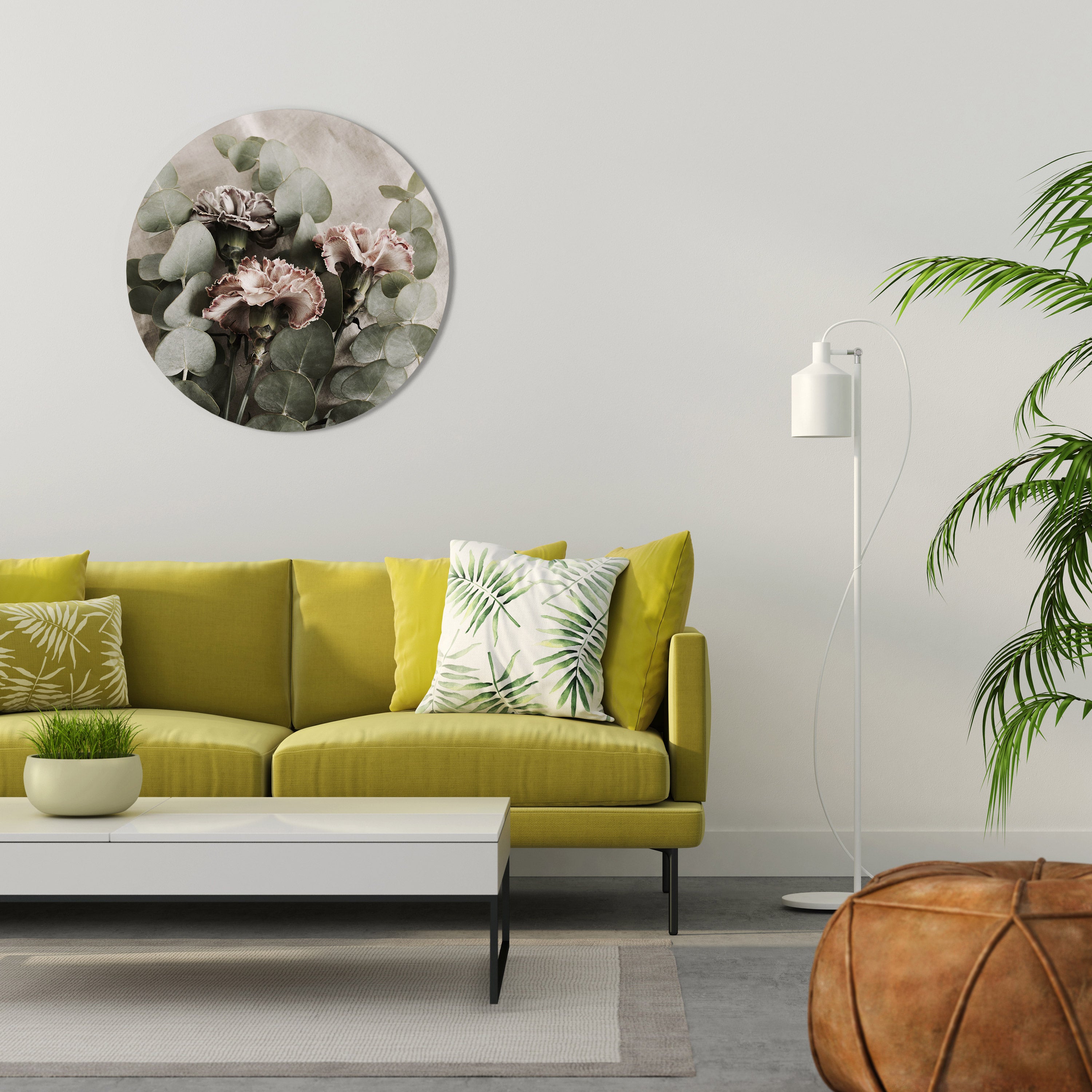 LINEN CLOVES Round Wall Art