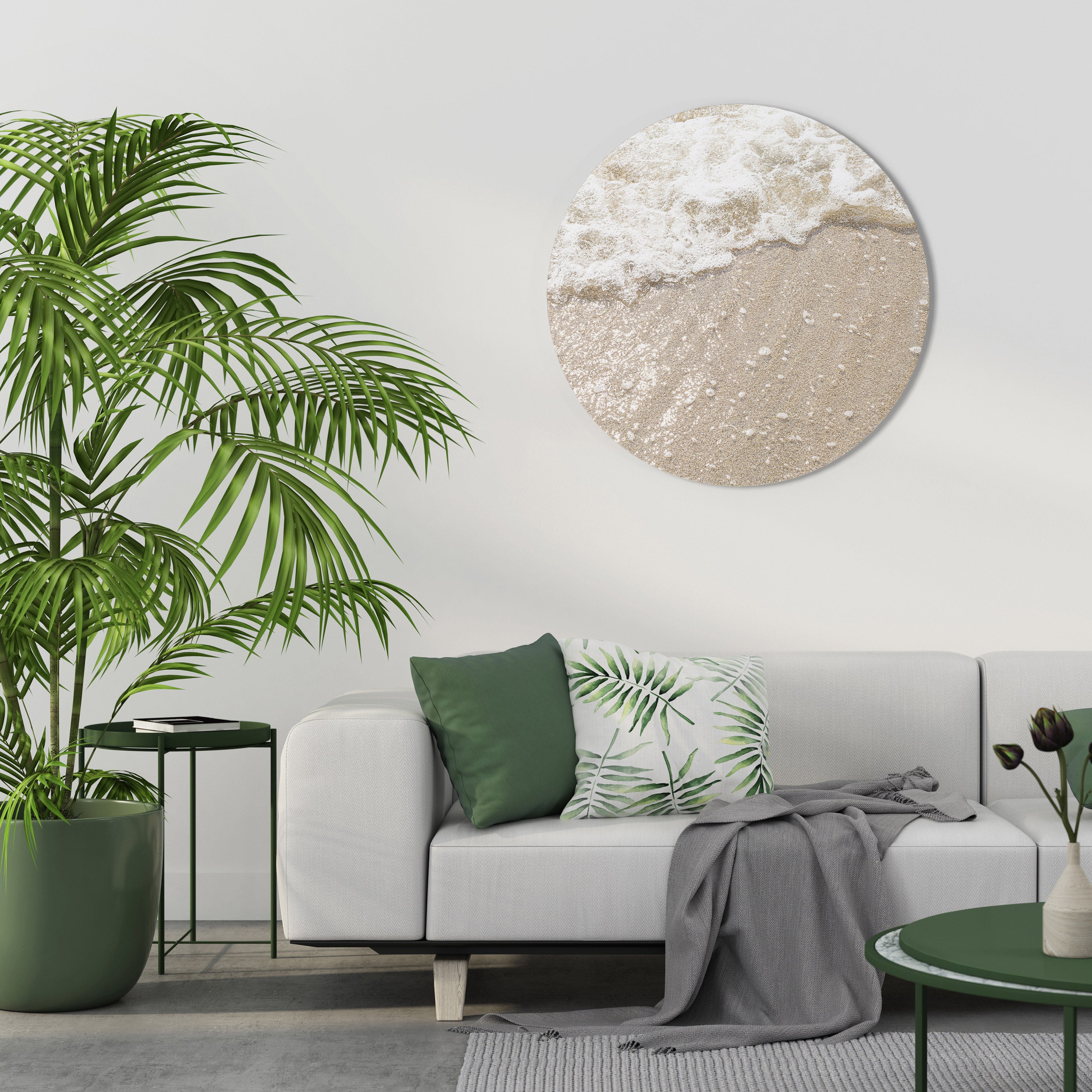 SHIMMERING SHORELINE Round Wall Art
