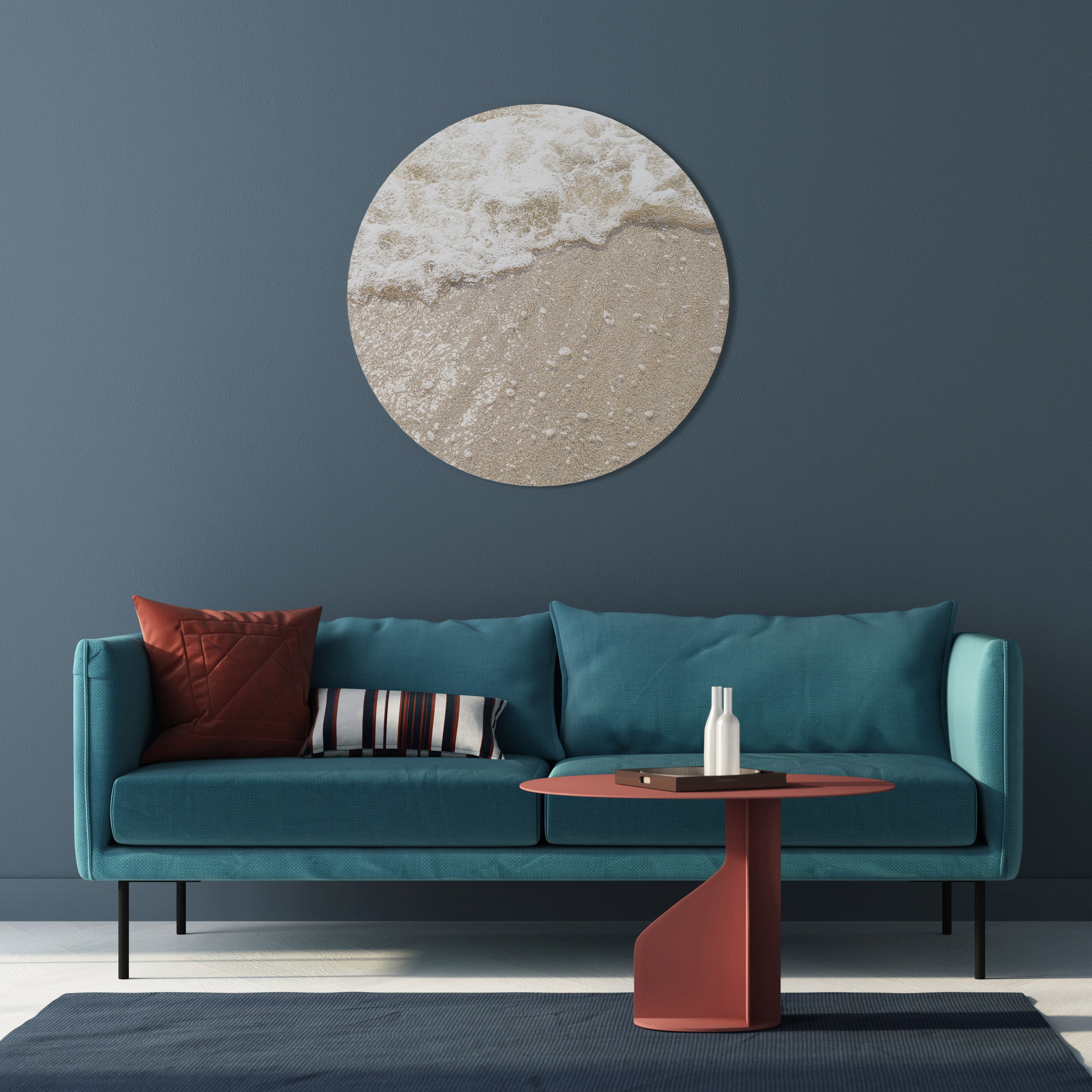 SHIMMERING SHORELINE Round Wall Art