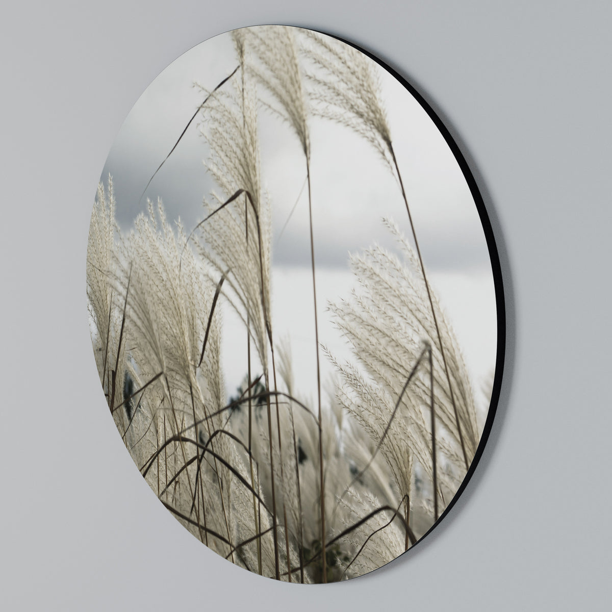 CLOUDS ABOVE GRASS Arte de pared redondo