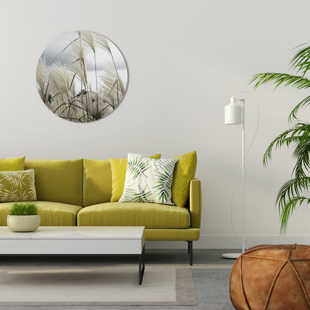 CLOUDS ABOVE GRASS Round Wall Art