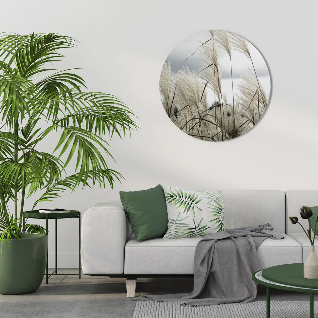 CLOUDS ABOVE GRASS Round Wall Art