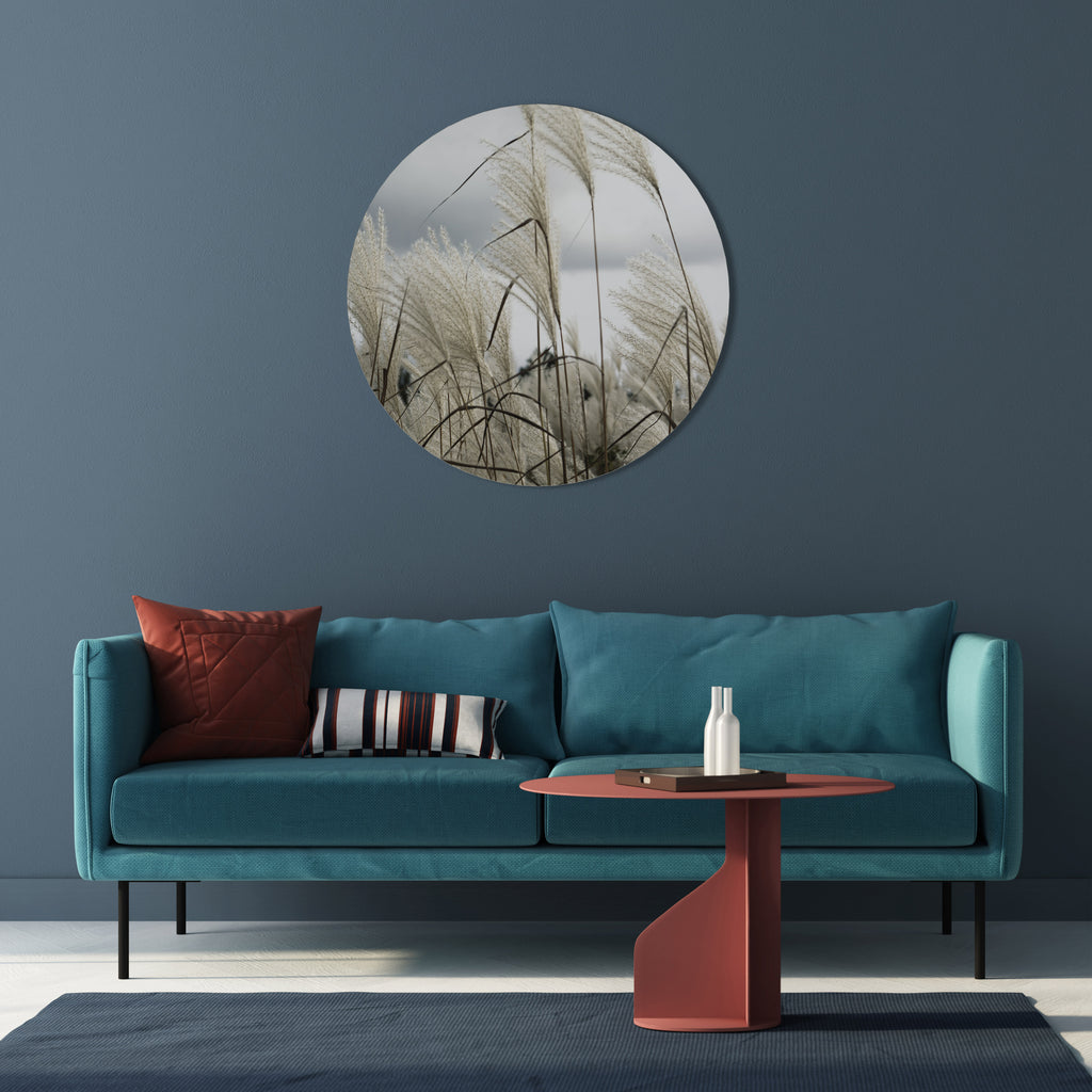 CLOUDS ABOVE GRASS Round Wall Art