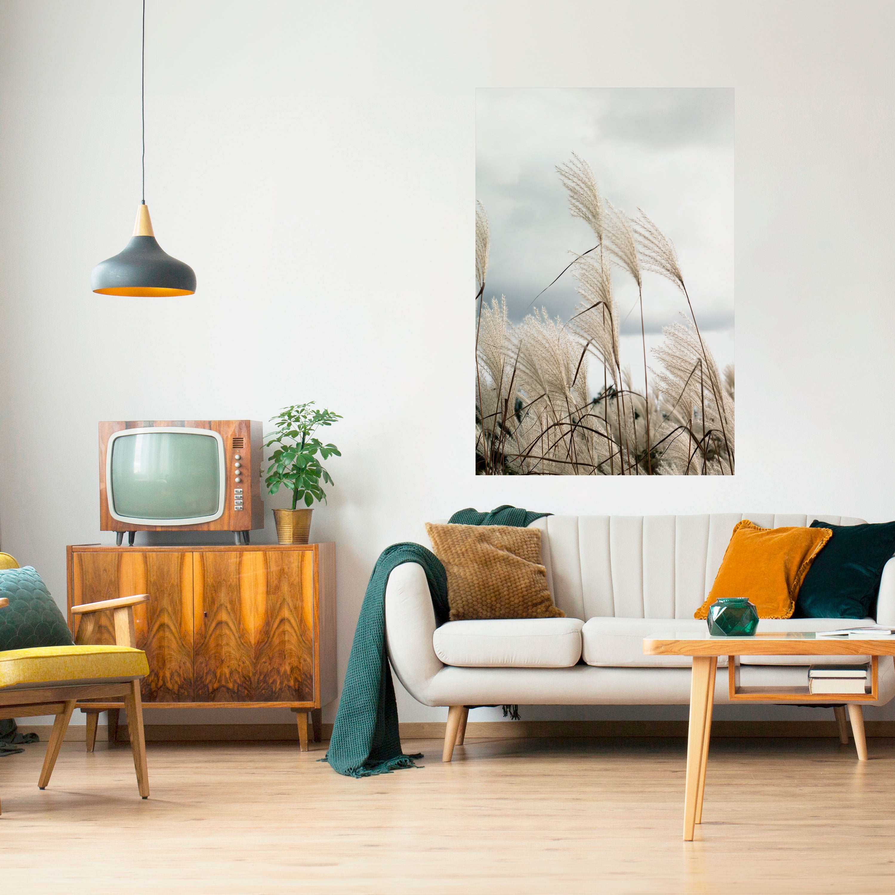 CLOUDS ABOVE GRASS Peel and Stick Vertical Poster