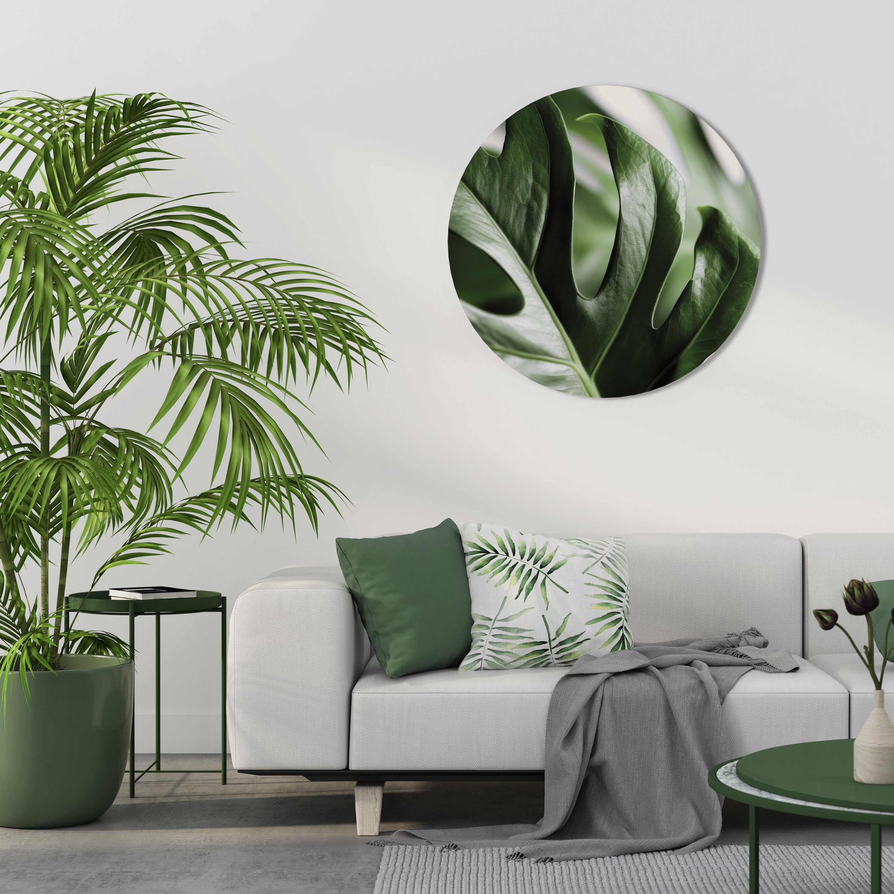 SHARP MONSTERA Round Wall Art