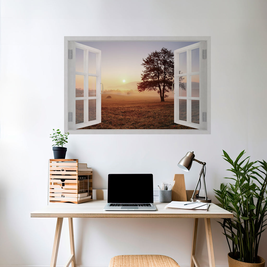 APERTURA AL AMANECER Póster horizontal autoadhesivo