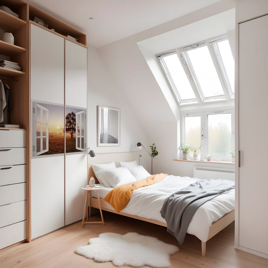 APERTURA AL AMANECER Póster horizontal autoadhesivo