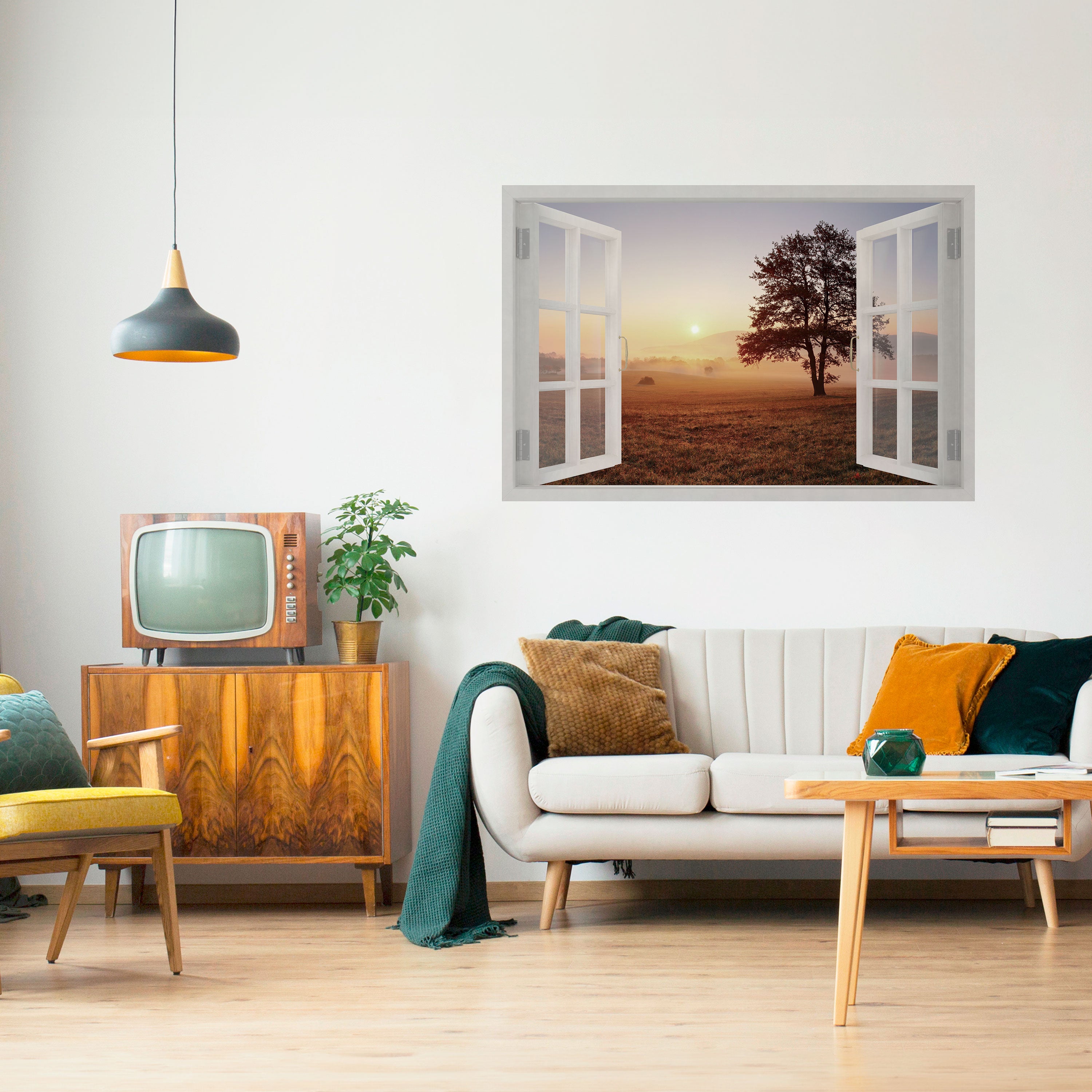 APERTURA AL AMANECER Póster horizontal autoadhesivo