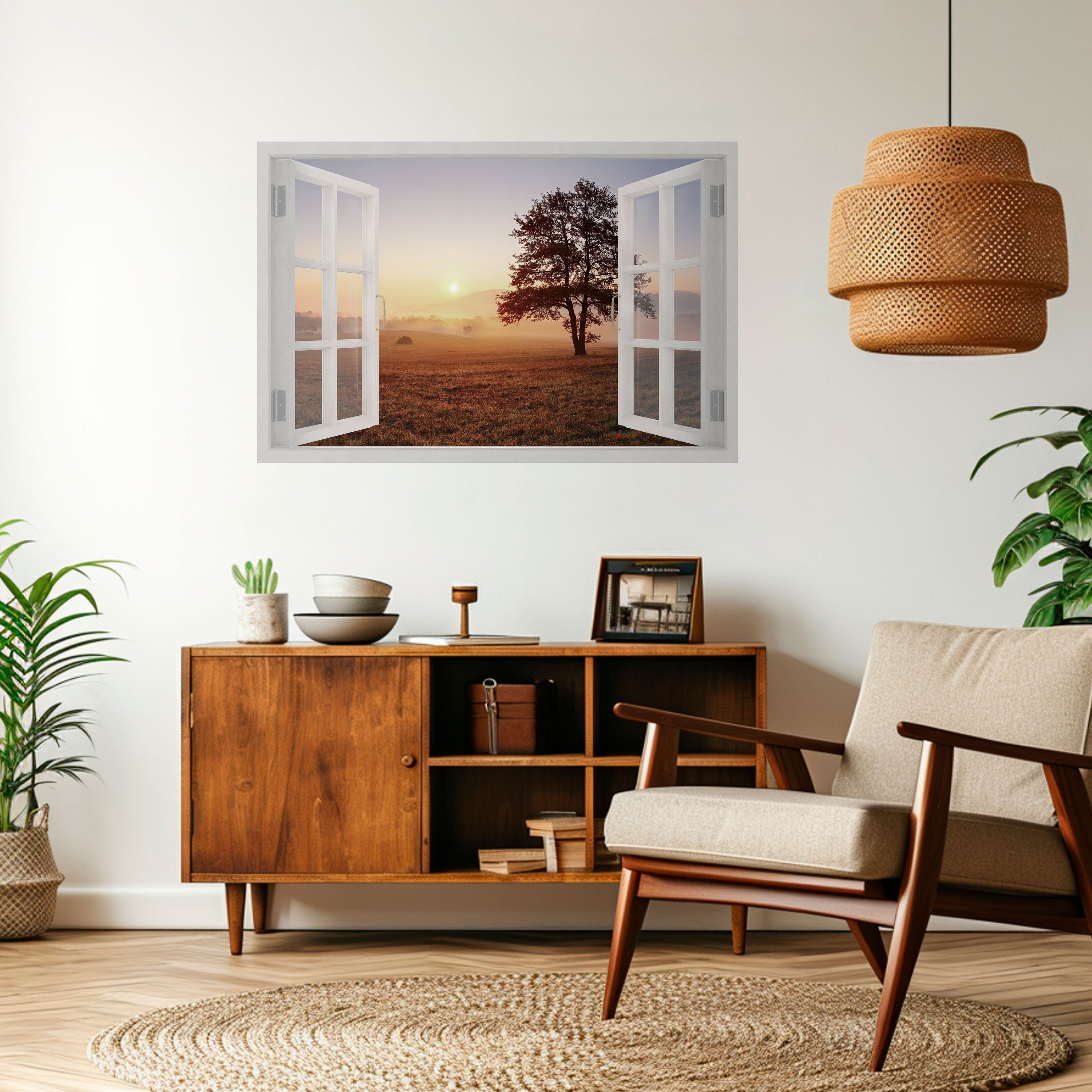 APERTURA AL AMANECER Póster horizontal autoadhesivo