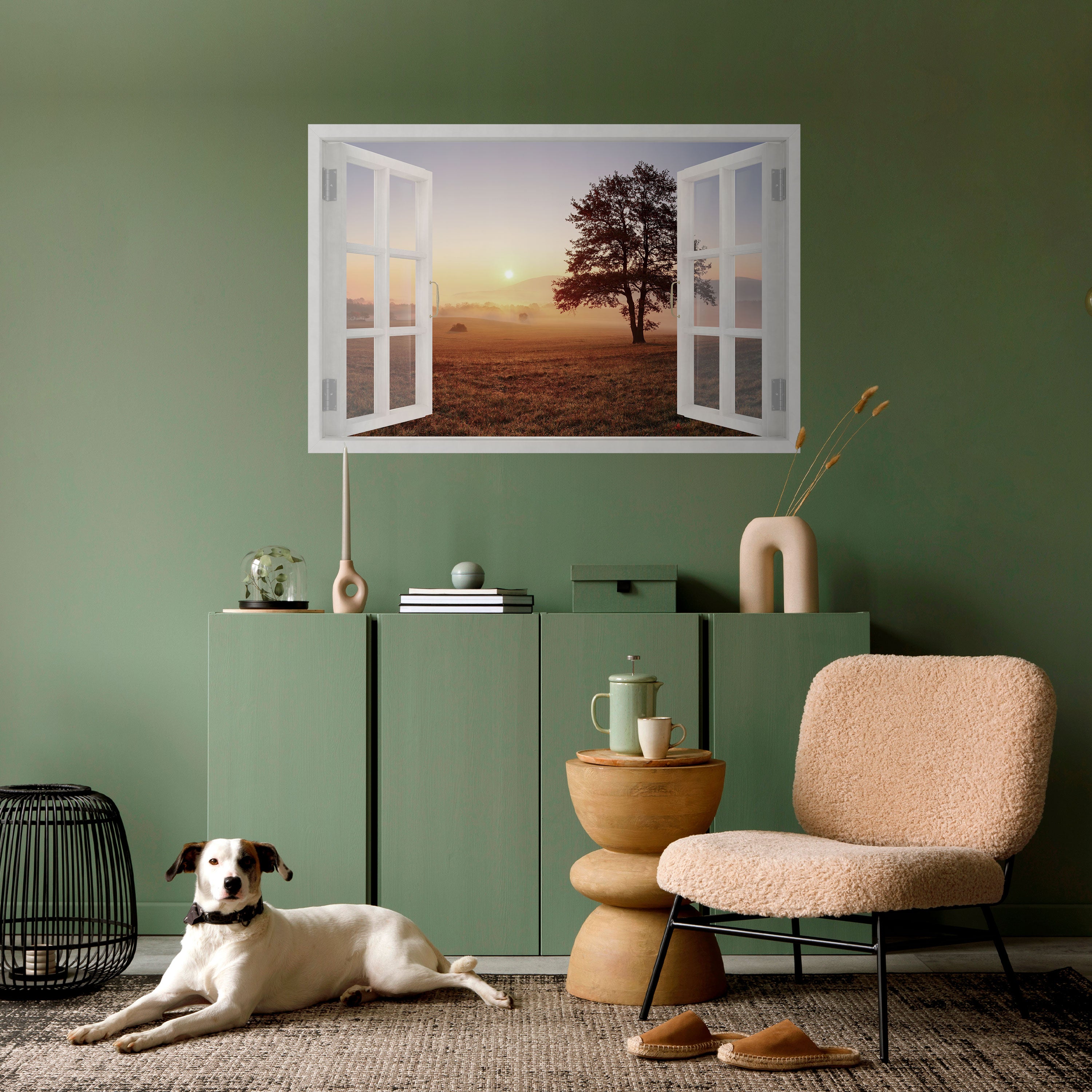 APERTURA AL AMANECER Póster horizontal autoadhesivo