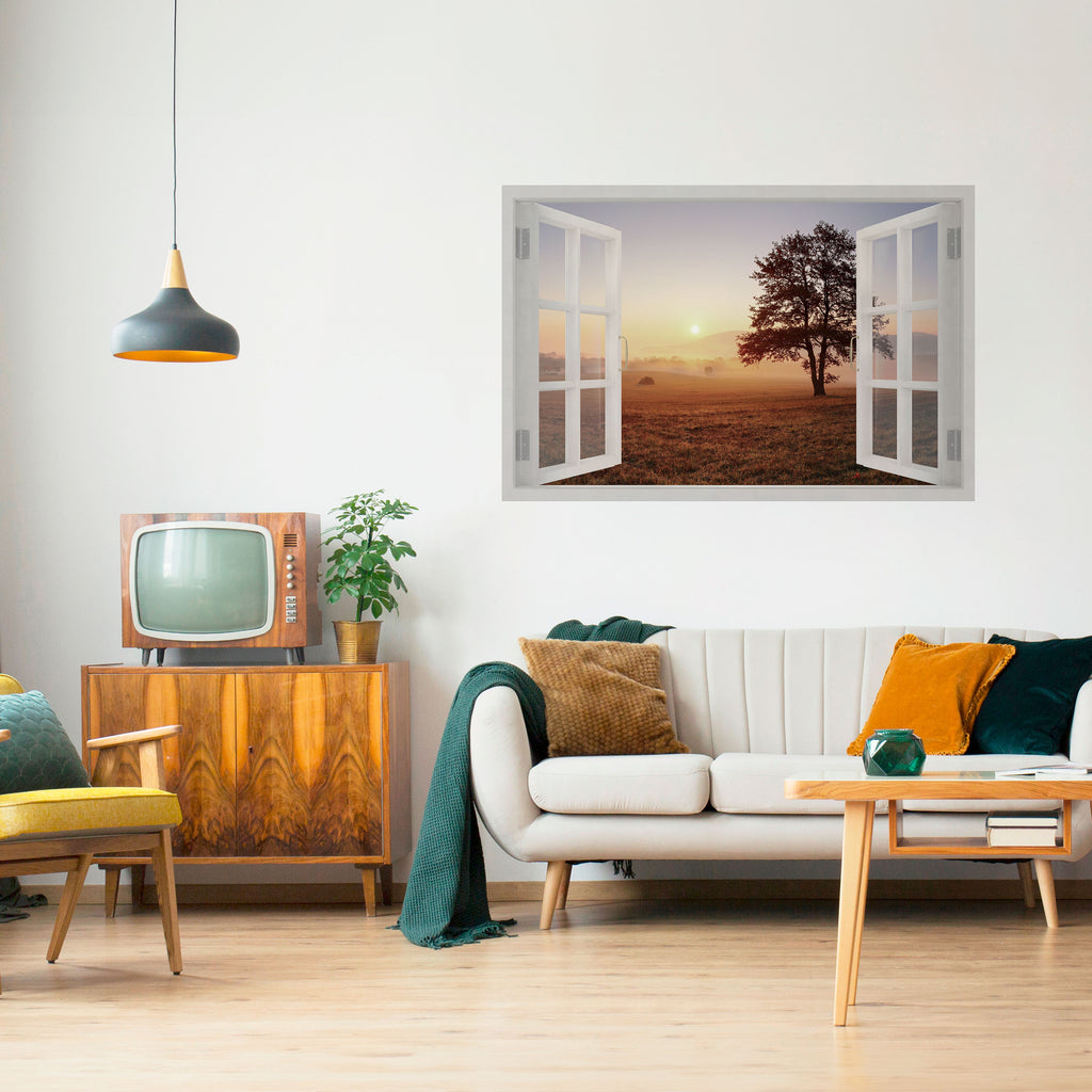 APERTURA AL AMANECER Póster horizontal autoadhesivo