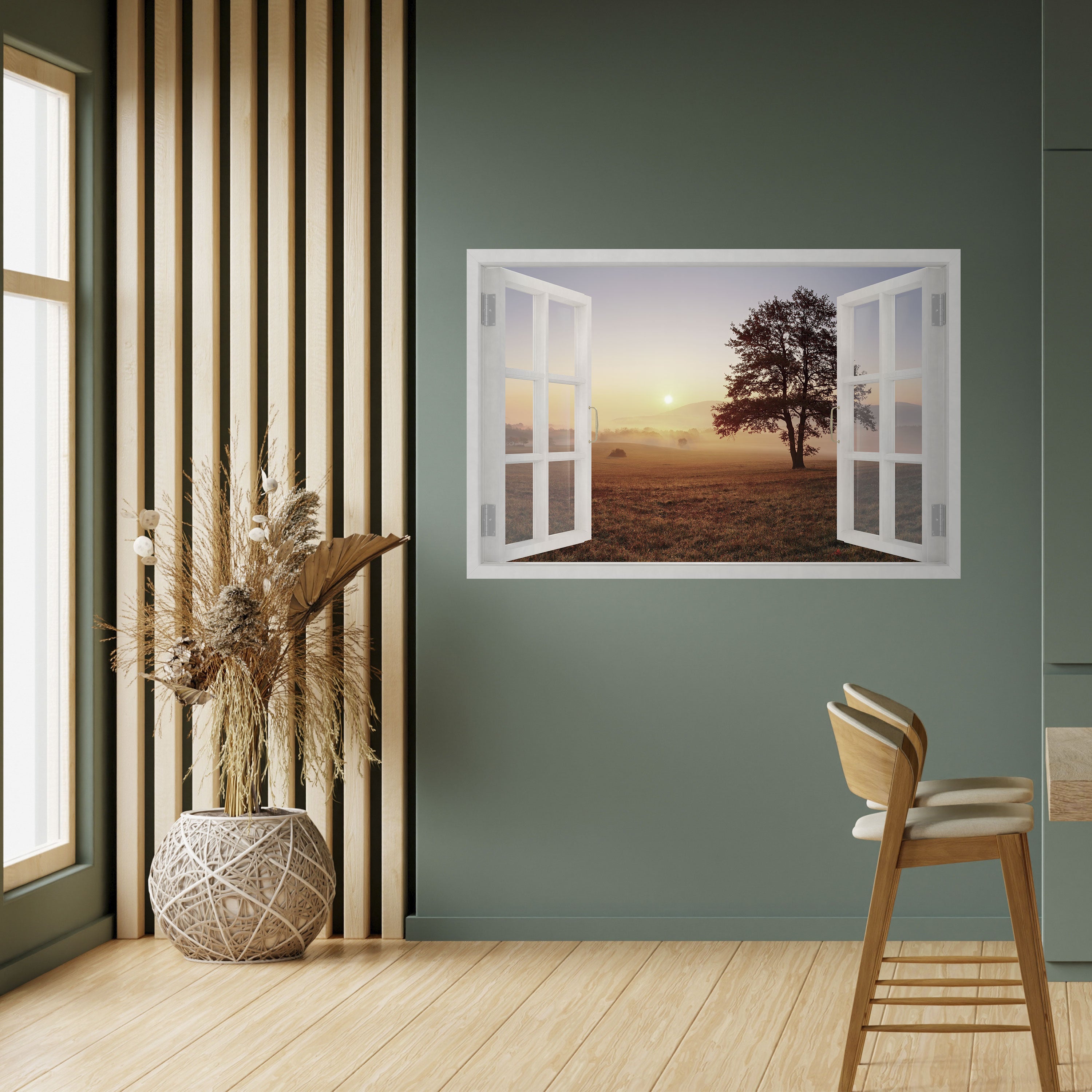 APERTURA AL AMANECER Póster horizontal autoadhesivo