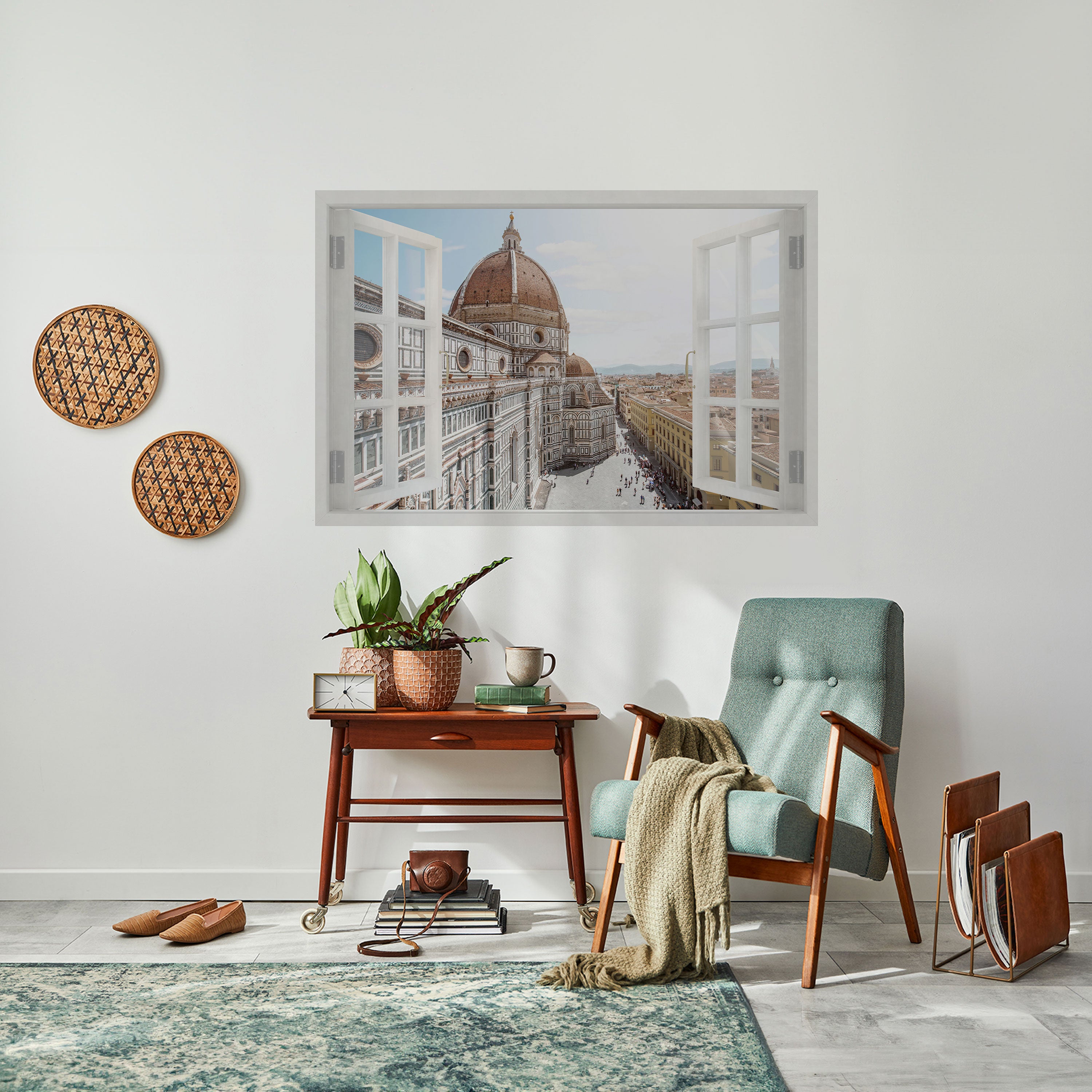 VENTANA ABIERTA VISTA Póster horizontal autoadhesivo