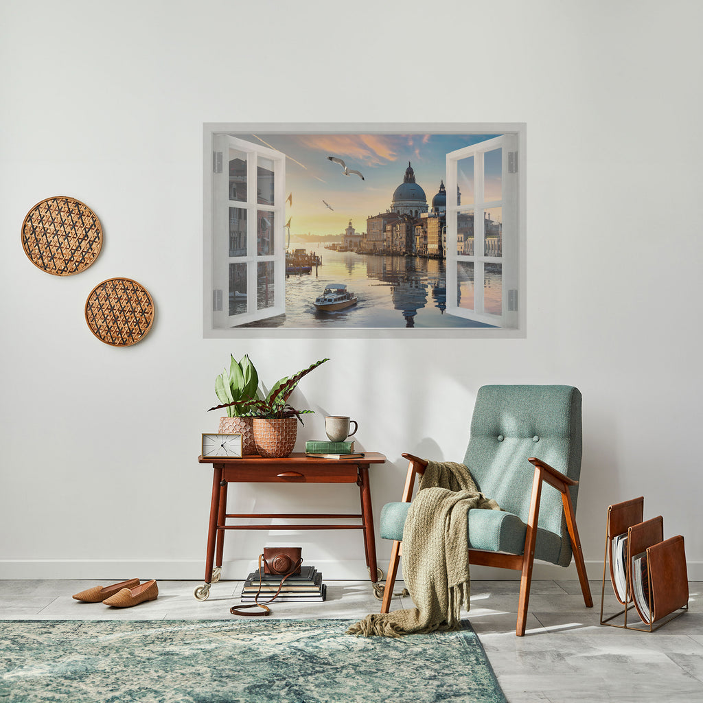 VENTANA A VENECIA Póster horizontal autoadhesivo