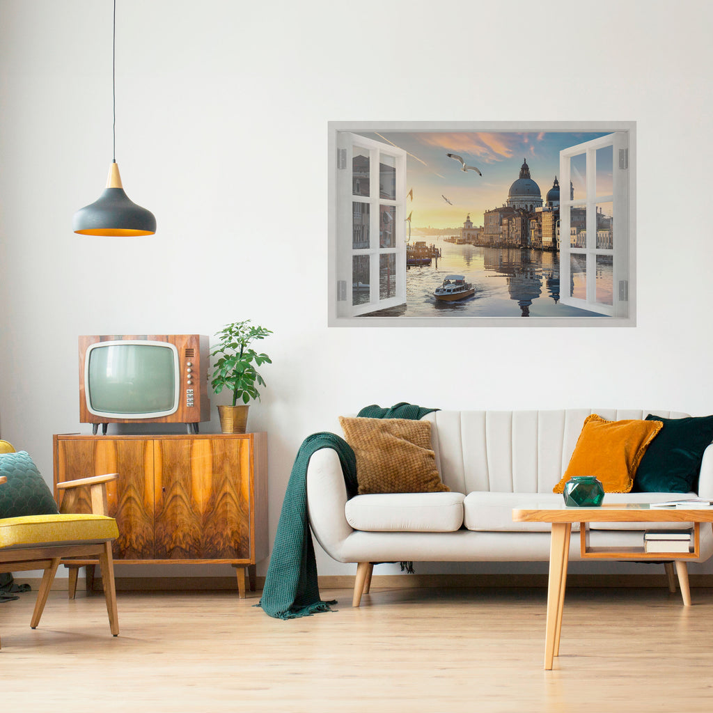 VENTANA A VENECIA Póster horizontal autoadhesivo